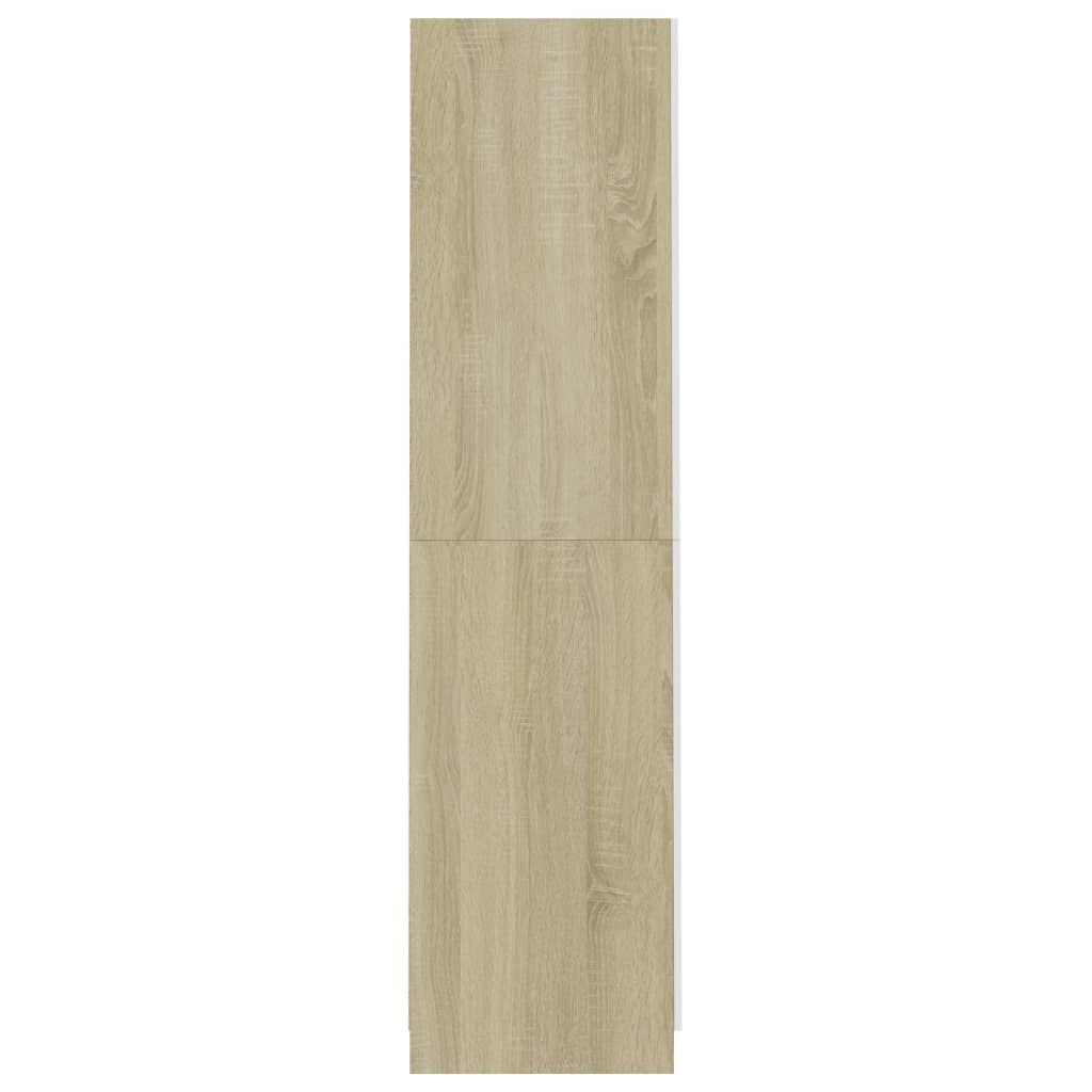 vidaXL Šatník, biela a dub sonoma 90x52x200 cm, kompozitné drevo