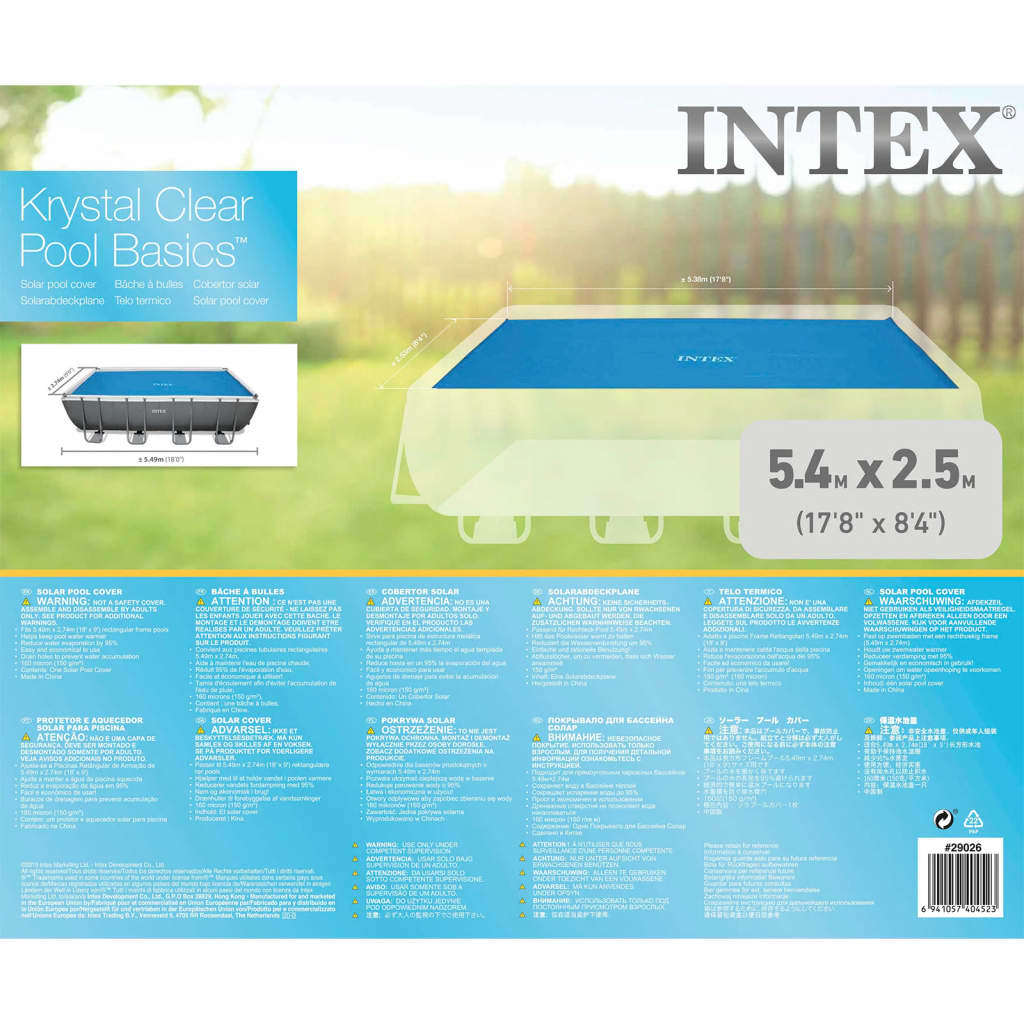 Intex Solárna bazénová plachta, obdĺžniková 549x274 cm 29026