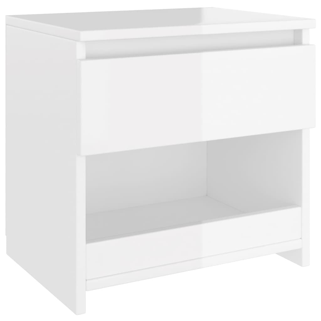 vidaXL Nočný stolík, lesklý biely 40x30x39 cm, kompozitné drevo