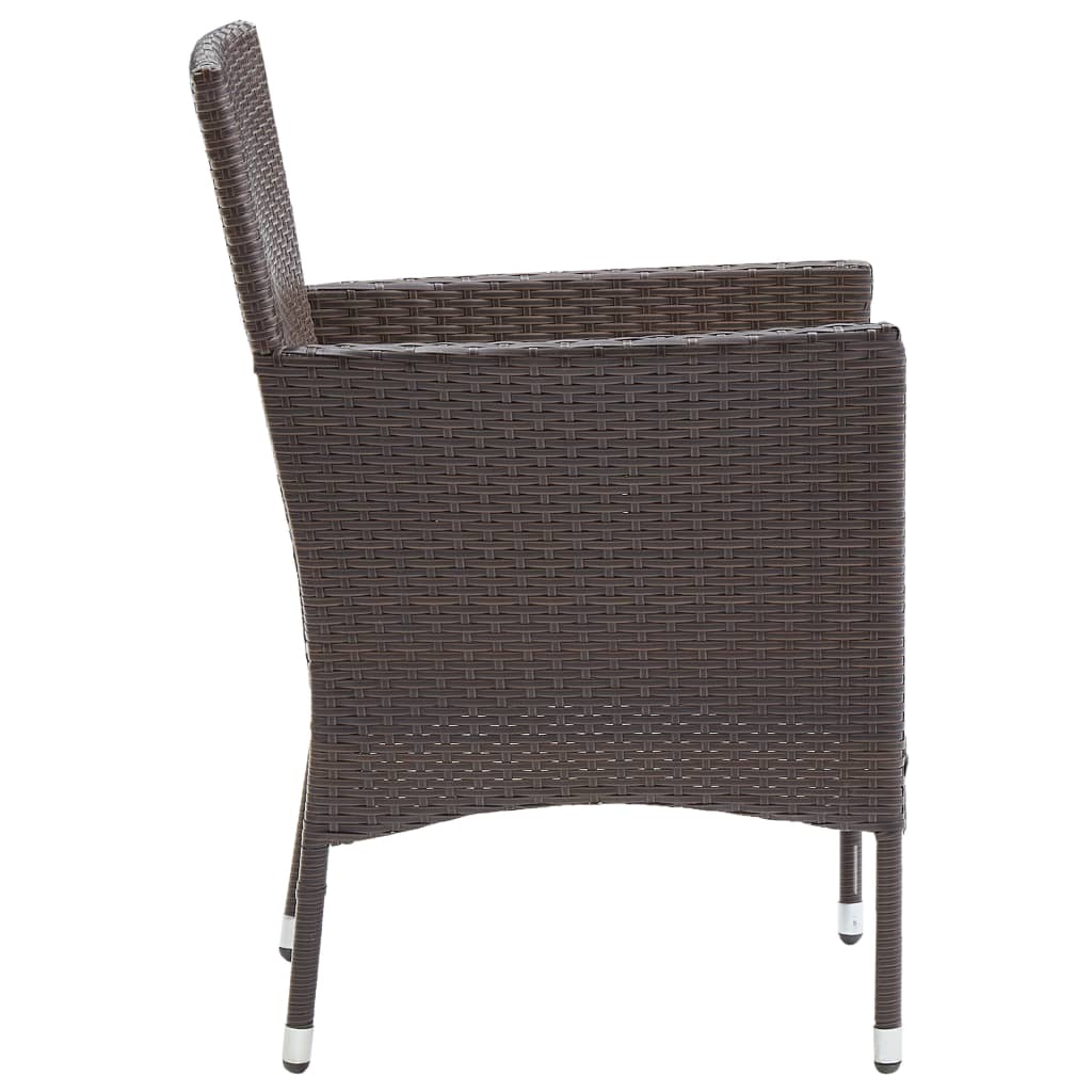 vidaXL Záhradné jedálenské stoličky 2 ks polyratanové hnedé