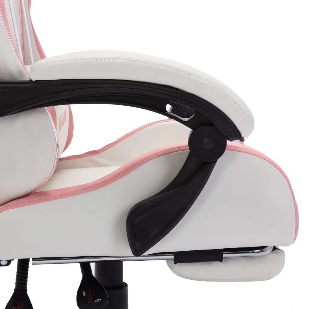 vidaXL Herná stolička s RGB LED svetlami ružovo-biela umelá koža