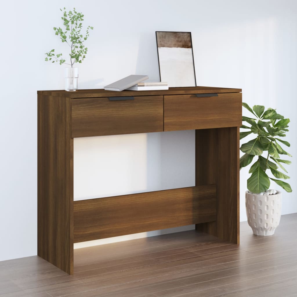 vidaXL Konzolový stolík hnedý dub 90x36x75 cm spracované drevo