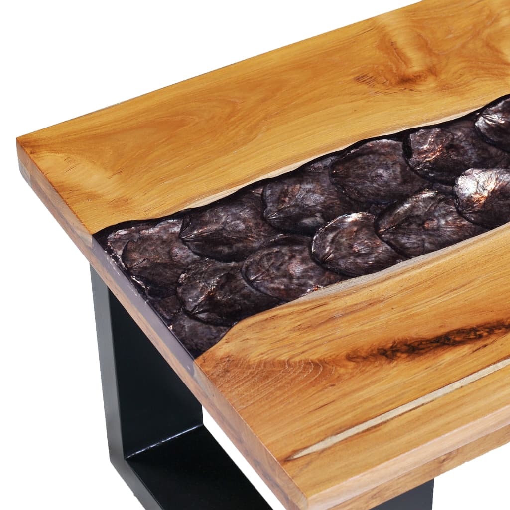 vidaXL Konferenčný stolík 100x50x40 cm masívne teakové drevo a polyresin
