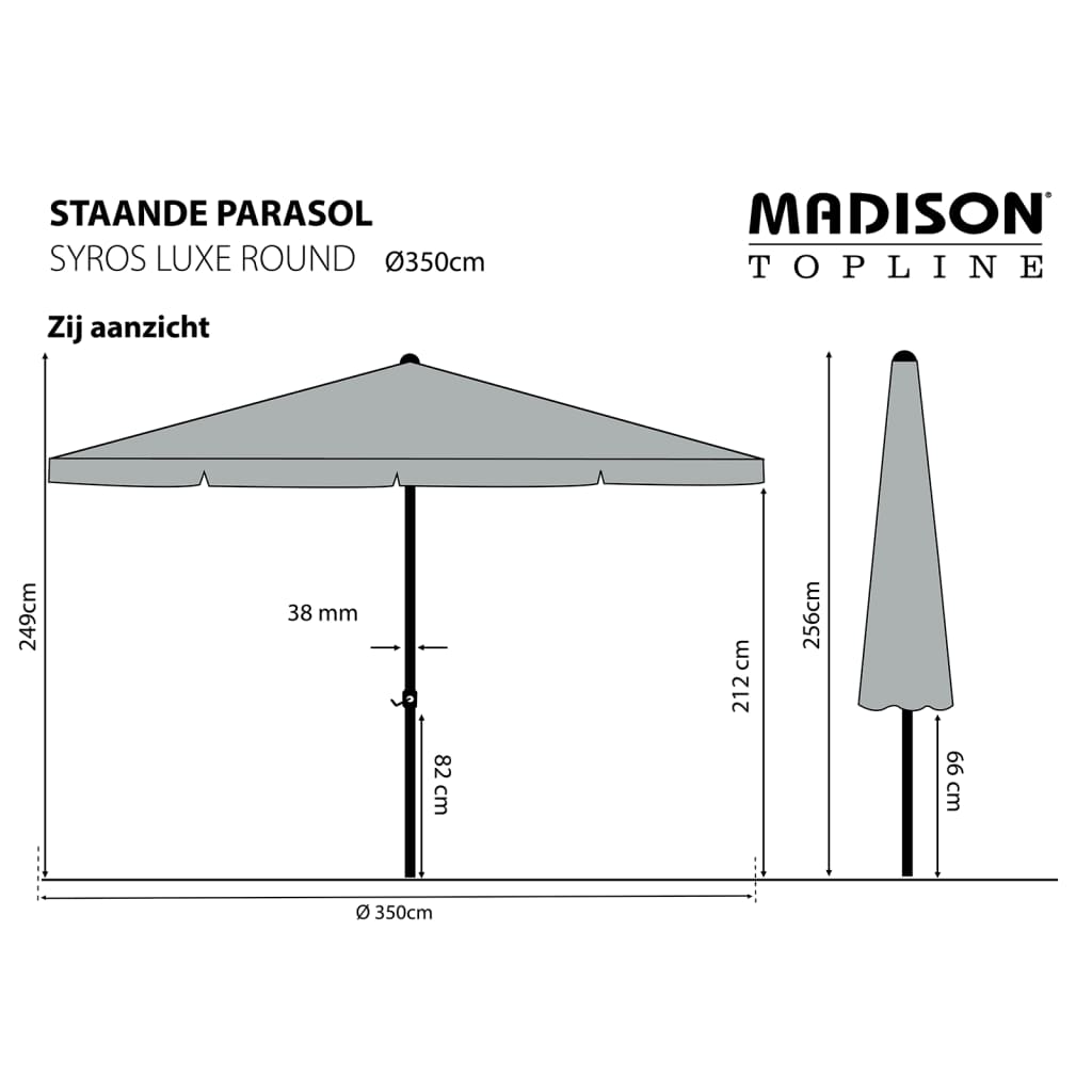 Madison Slnečník Syros Luxe 350 cm, okrúhly, svetlobéžový