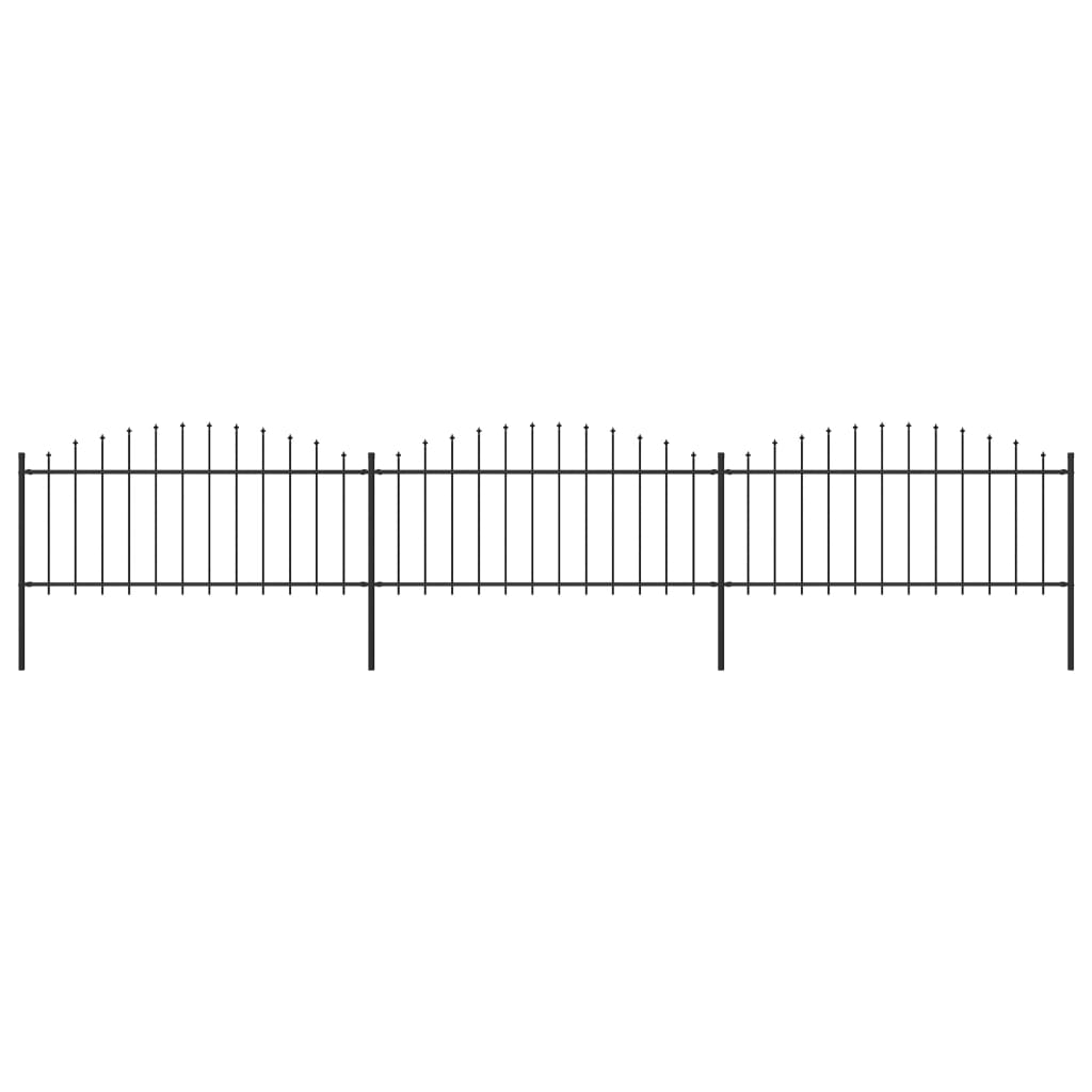 vidaXL Záhradný plot s hrotmi, oceľ (0,5-0,75)x5,1 m, čierny