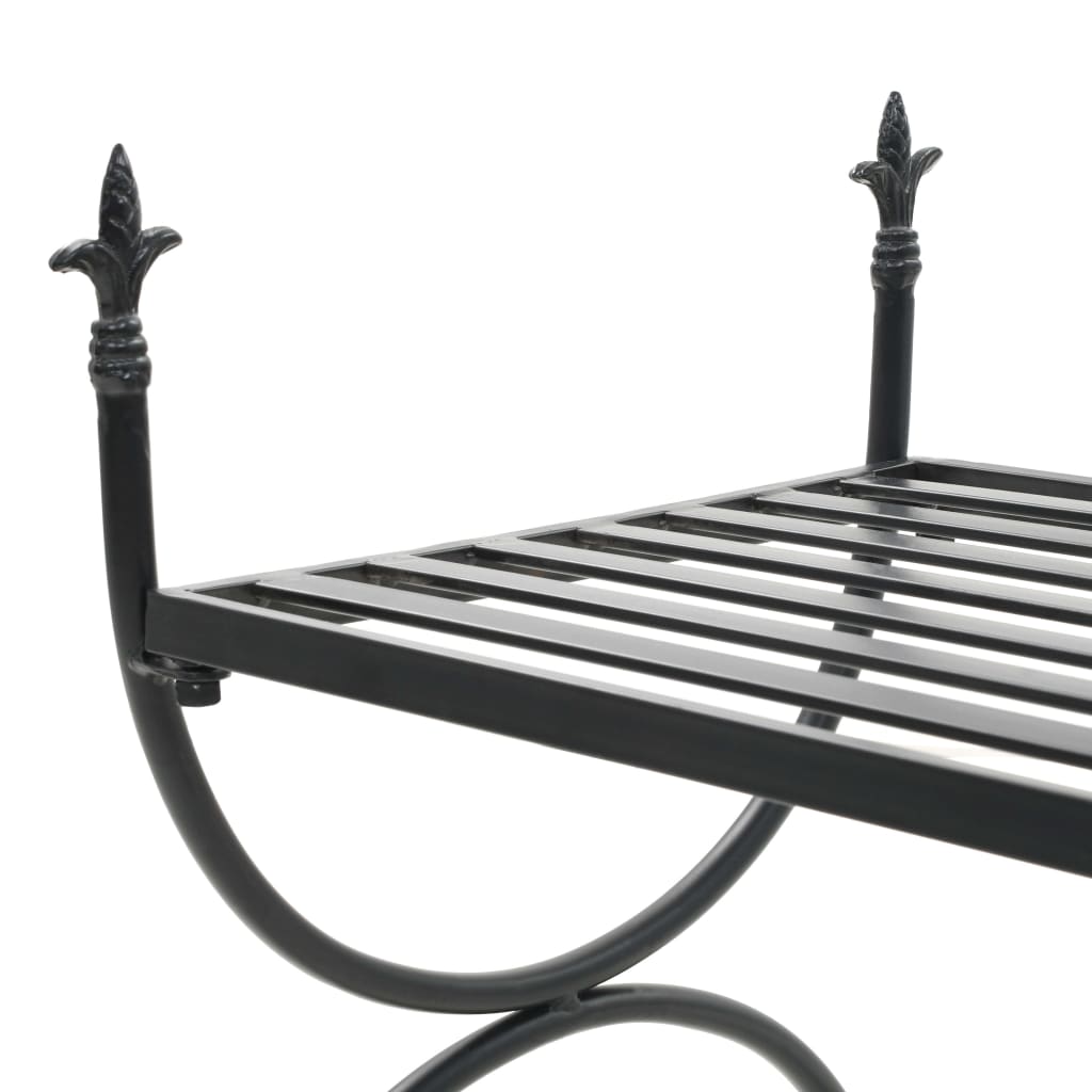 vidaXL Kovová lavička so starožitným dizajnom 83x42x55 cm čierna