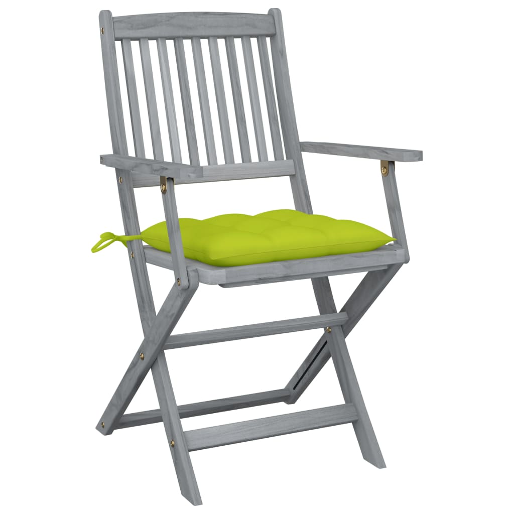 vidaXL Skladacie vonkajšie stoličky s podložkami 4 ks akáciový masív