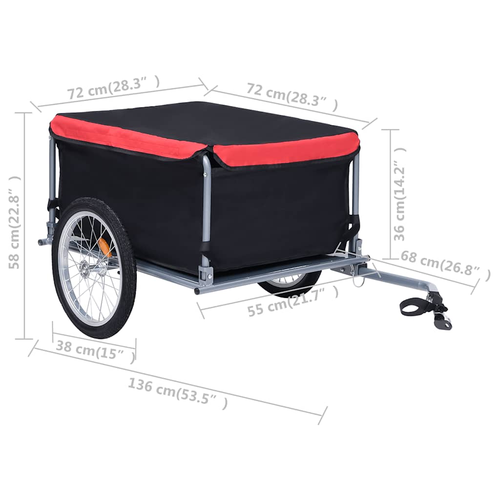 vidaXL Nákladný vozík za bicykel čierno-červený 65 kg