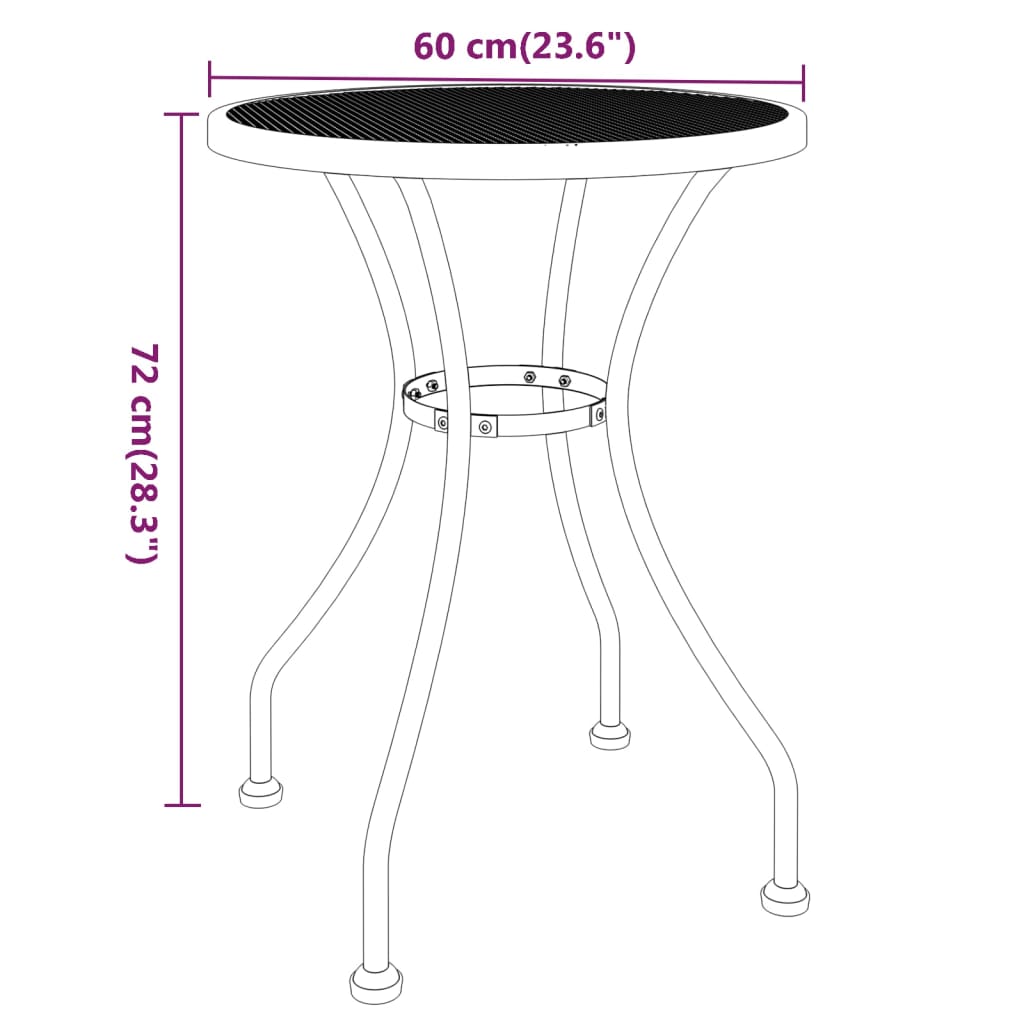 vidaXL Záhradný stôl Ø60x72 cm sieťovina z expandovaného kovu antracit
