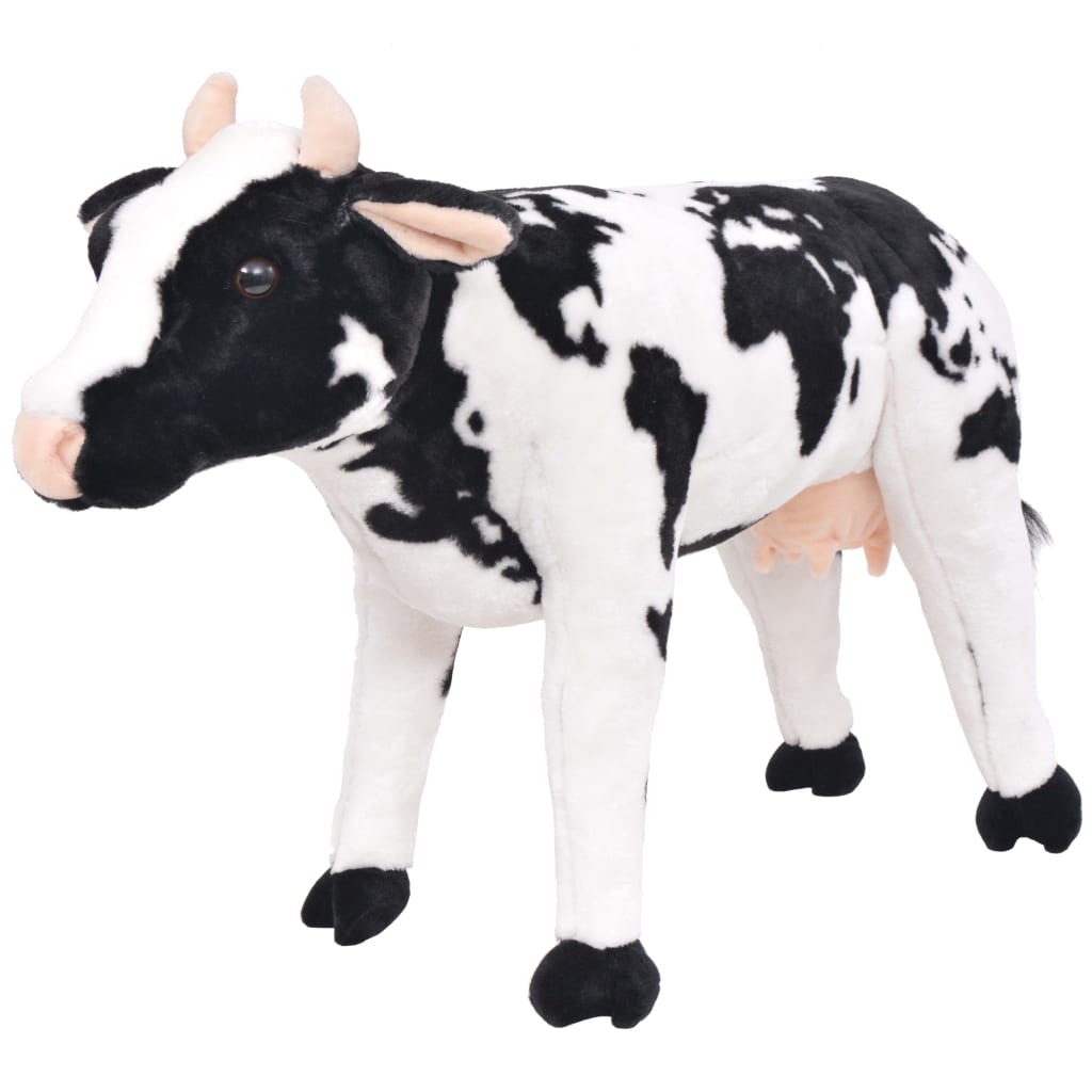 vidaXL Stojaca plyšová hračkárska kravička, čierno biela XXL