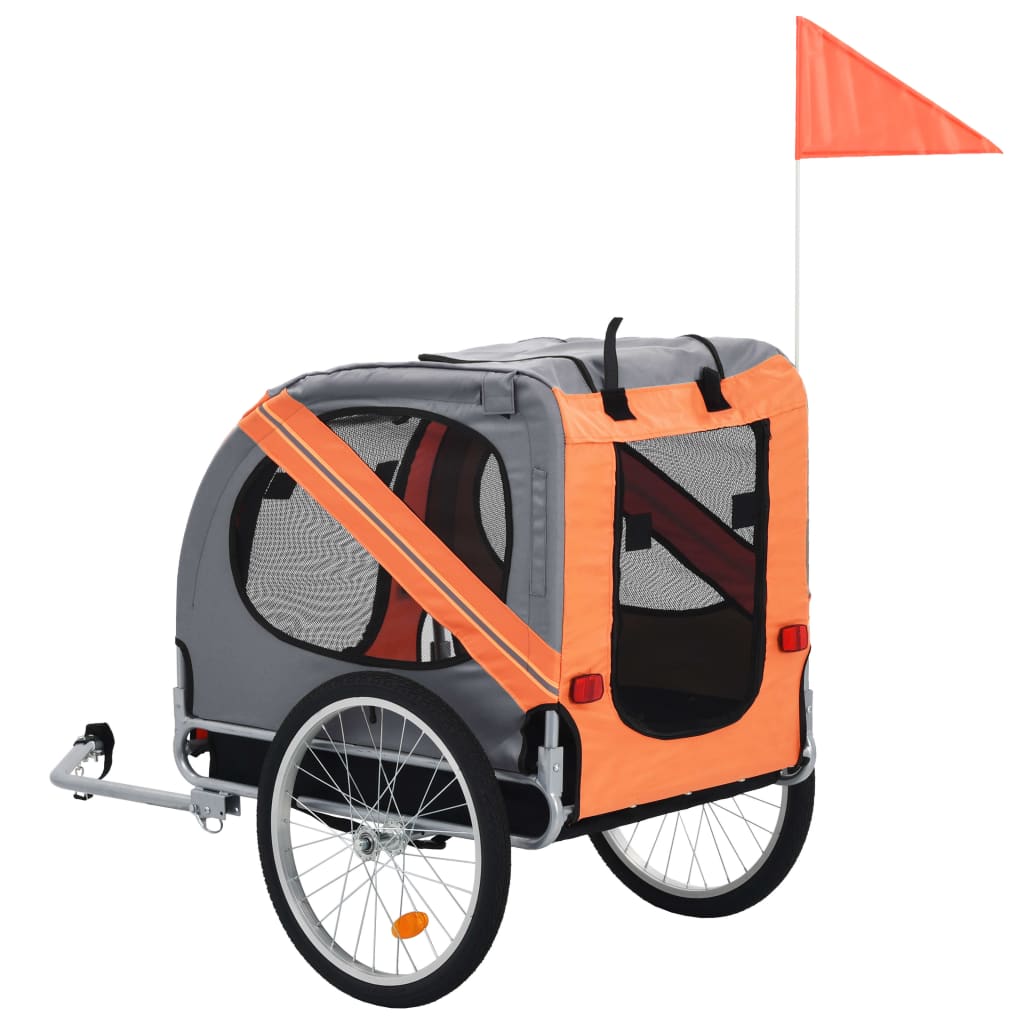 vidaXL Vozík za bicykel pre psa, oranžovo sivý
