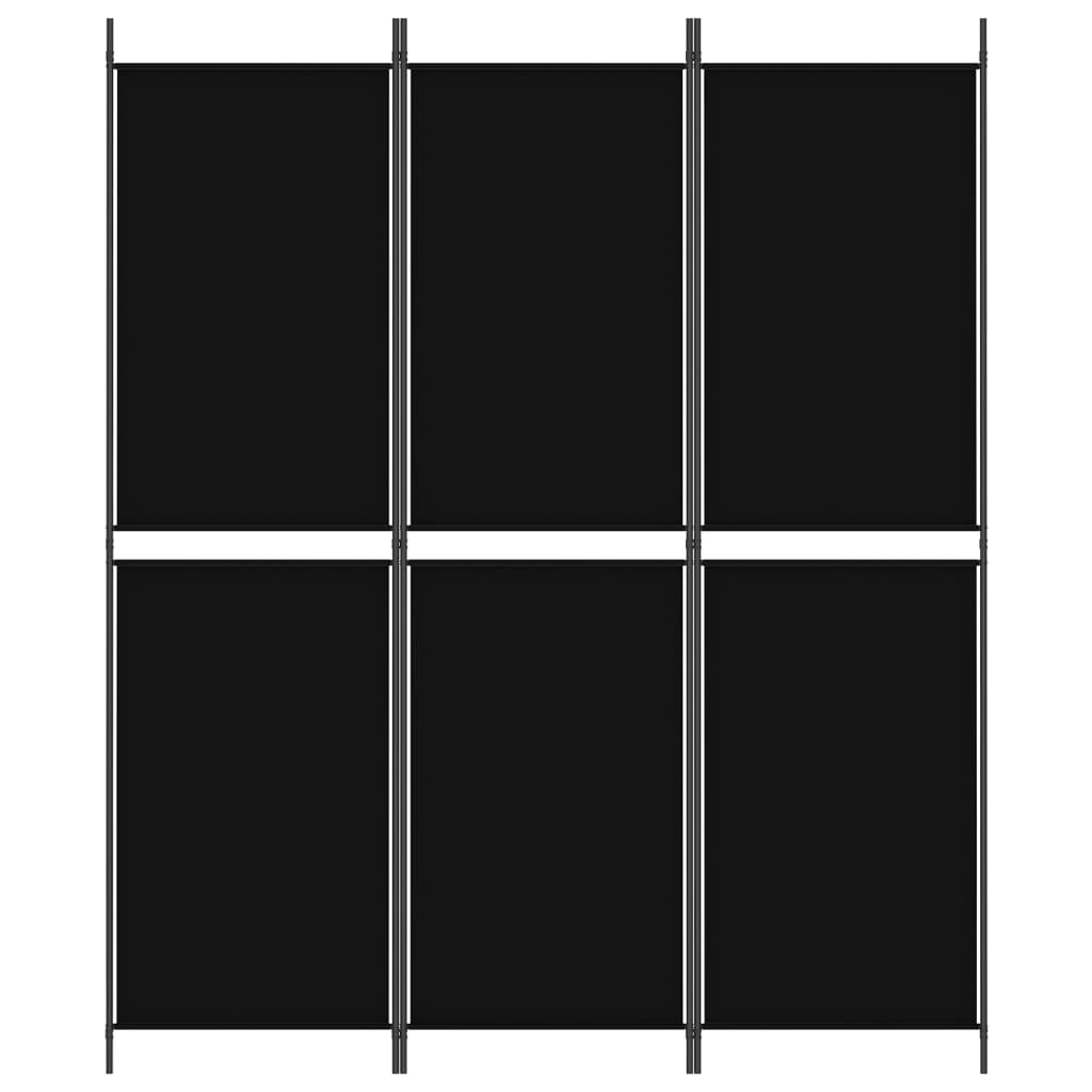 vidaXL 3-panelový paraván čierny 150x180 cm látka