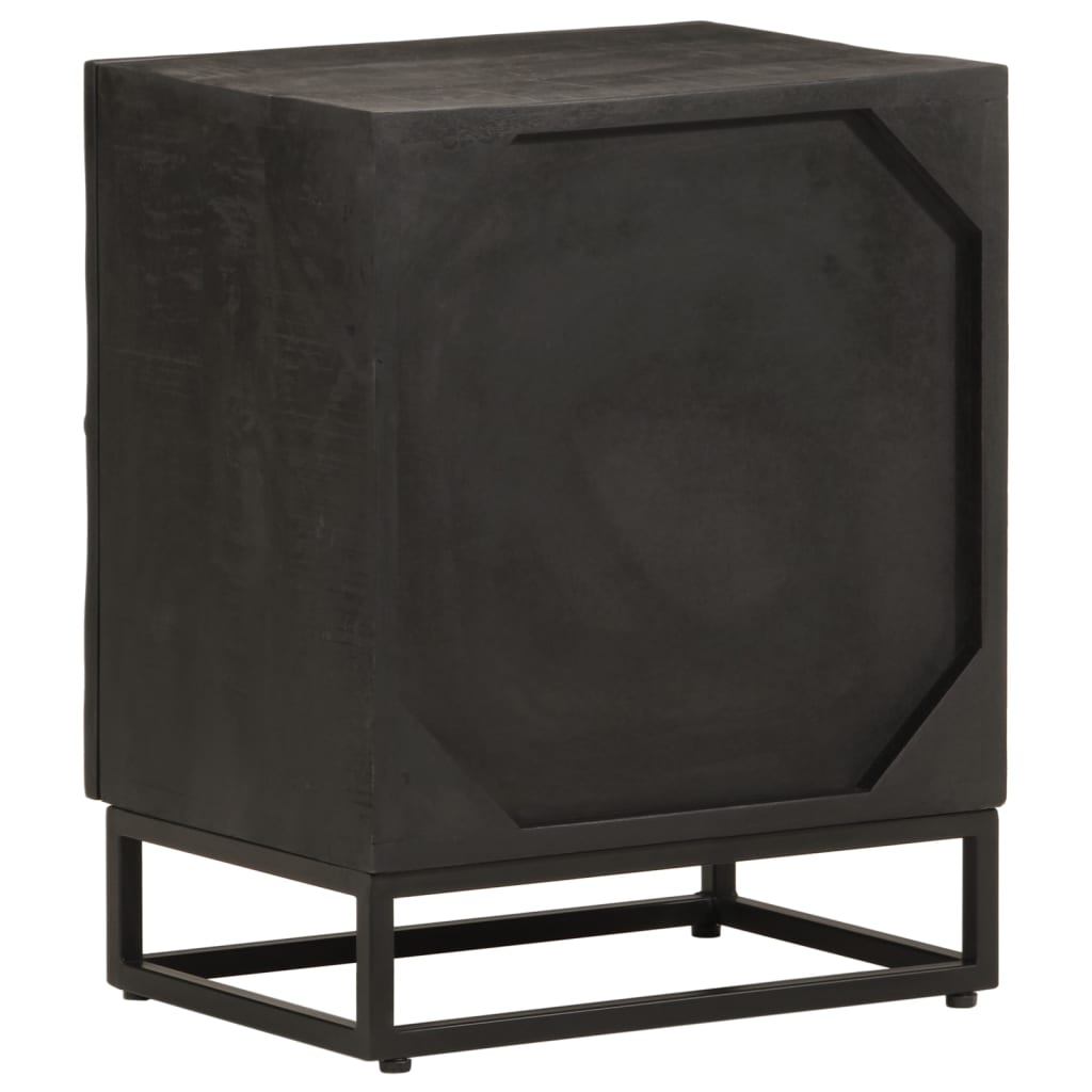 vidaXL Nočný stolík, čierny 40x30x50 cm, mangový masív a železo