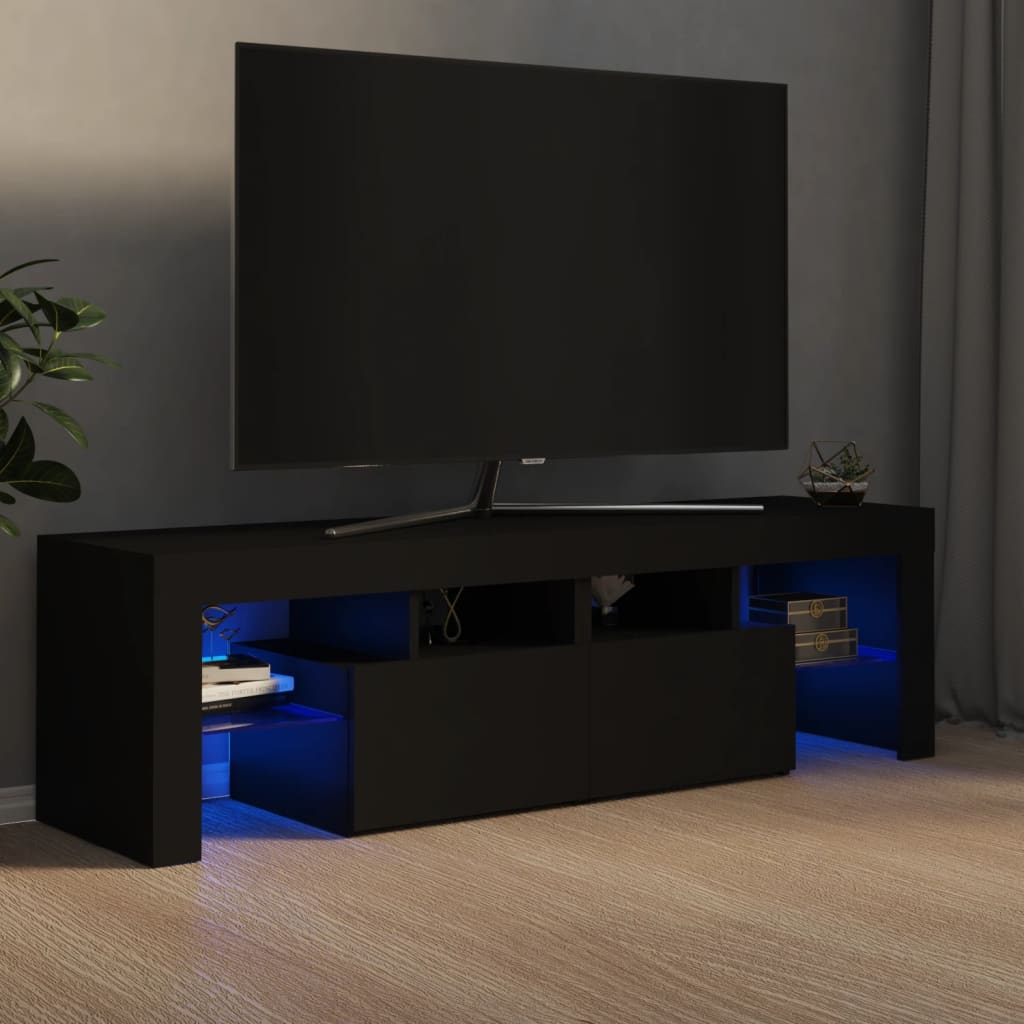 vidaXL TV skrinka s LED svetlami, čierna 140x36,5x40 cm
