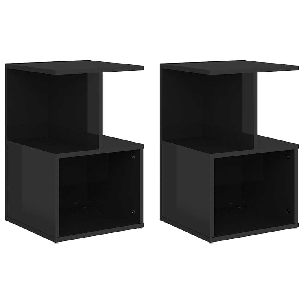 vidaXL Nočné stolíky 2 ks, lesklé čierne 35x35x55 cm, kompozitné drevo