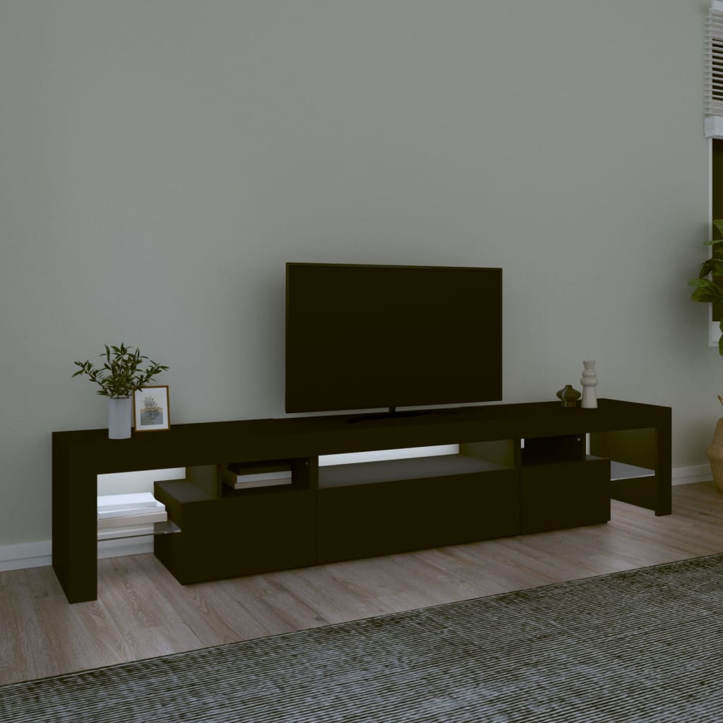 vidaXL TV skrinka s LED svetlami čierna 215x36,5x40 cm