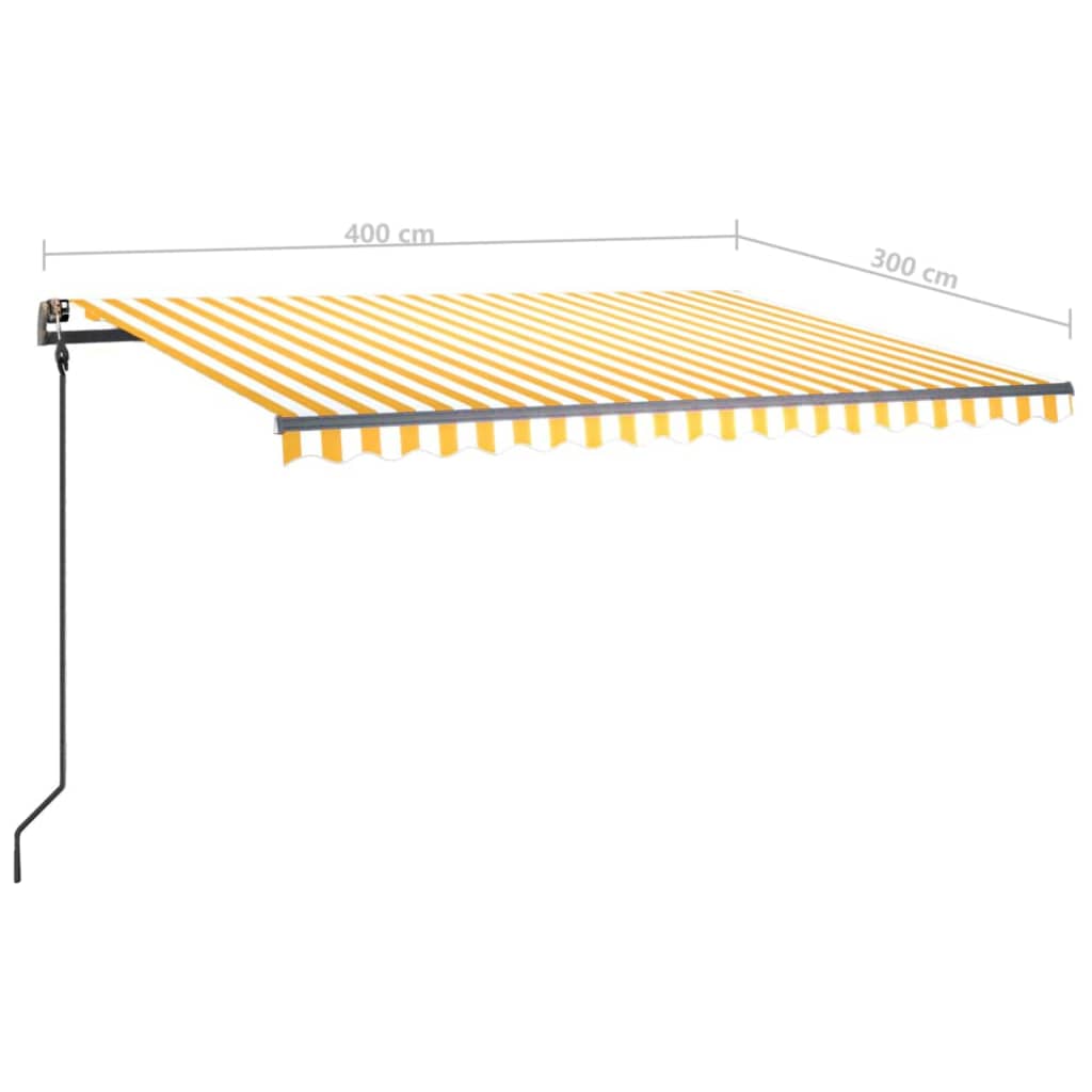 vidaXL Ručne zaťahovacia markíza s LED 4x3 m žlto-biela