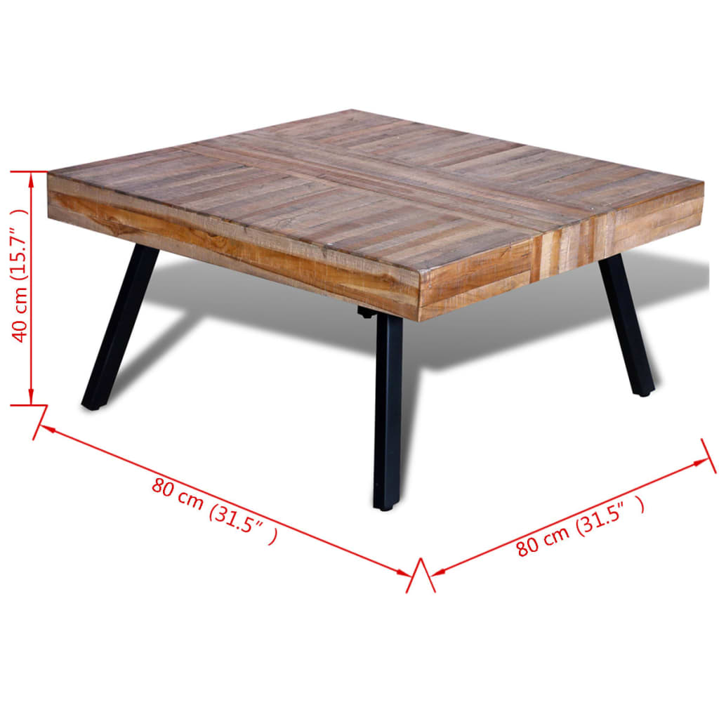 vidaXL Konferenčný stolík, štvorcový, recyklované tíkové drevo