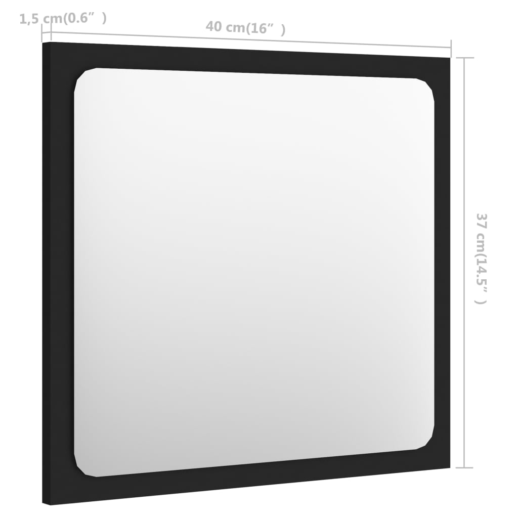 vidaXL Kúpeľňové zrkadlo, čierne 40x1,5x37 cm, kompozitné drevo