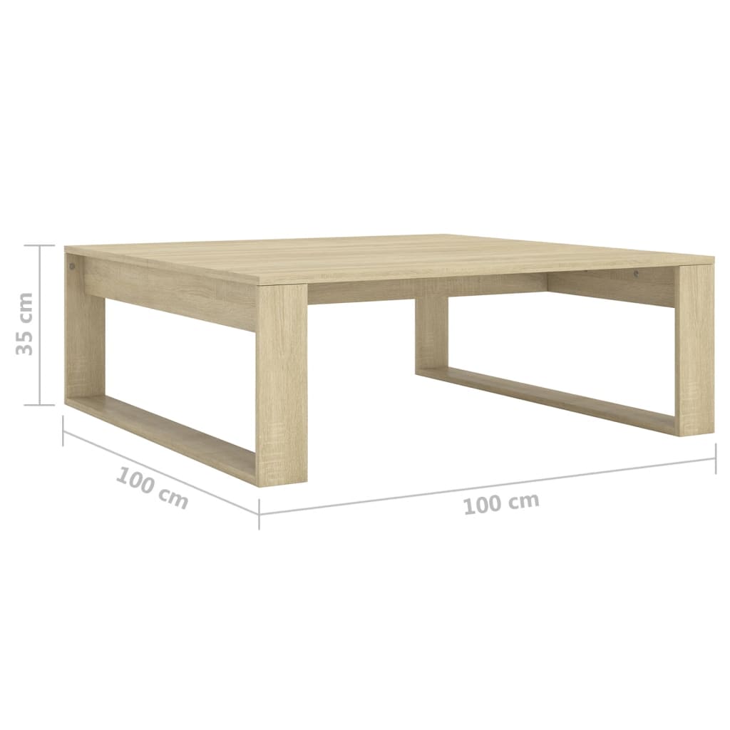vidaXL Konferenčný stolík dub sonoma 100x100x35 cm drevotrieska