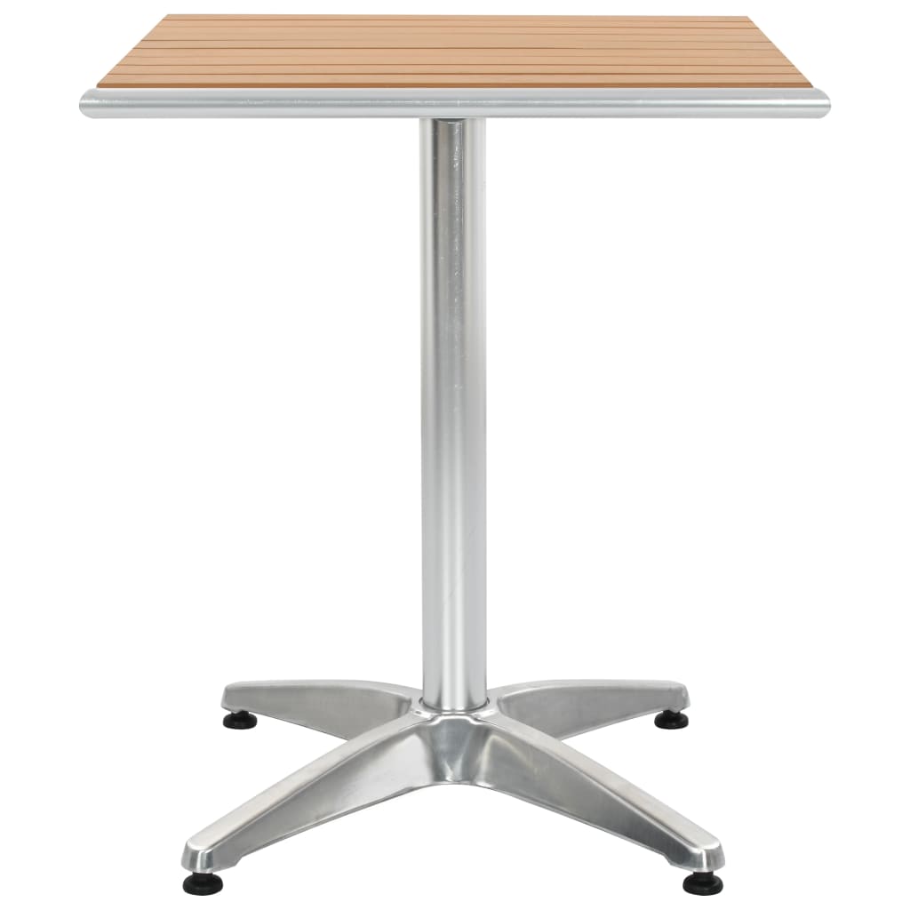vidaXL Záhradný stôl, strieborný 60x60x70 cm, hliník a WPC