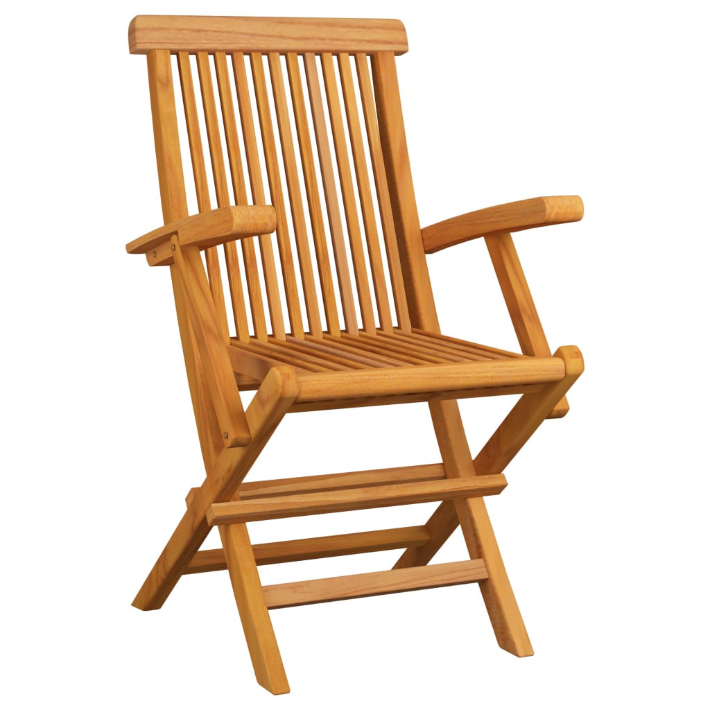vidaXL Záhradné stoličky+podložky, vzor s listami 3 ks, tíkový masív