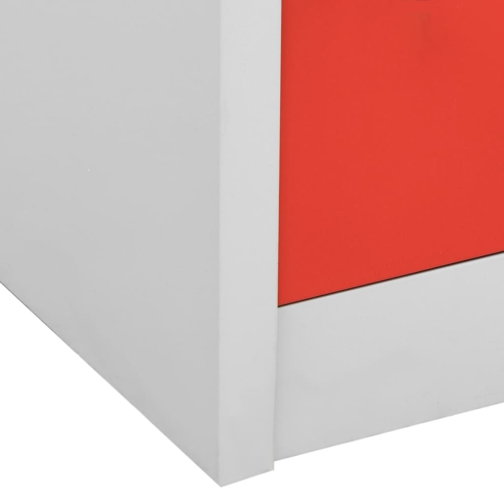 vidaXL Uzamykacie skrinky 5 ks bledosivé a červené 90x45x92,5 cm oceľové