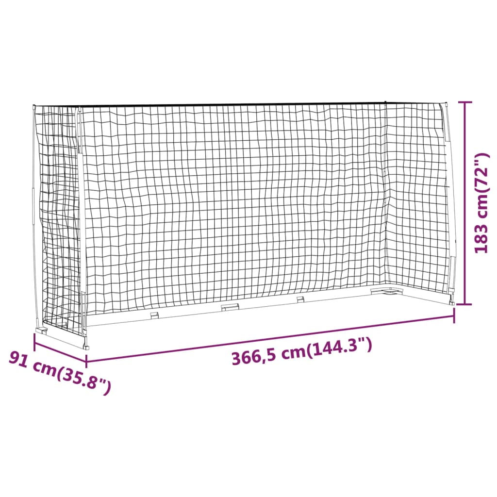 vidaXL Futbalová bránka 366,5x91x183 cm oceľová