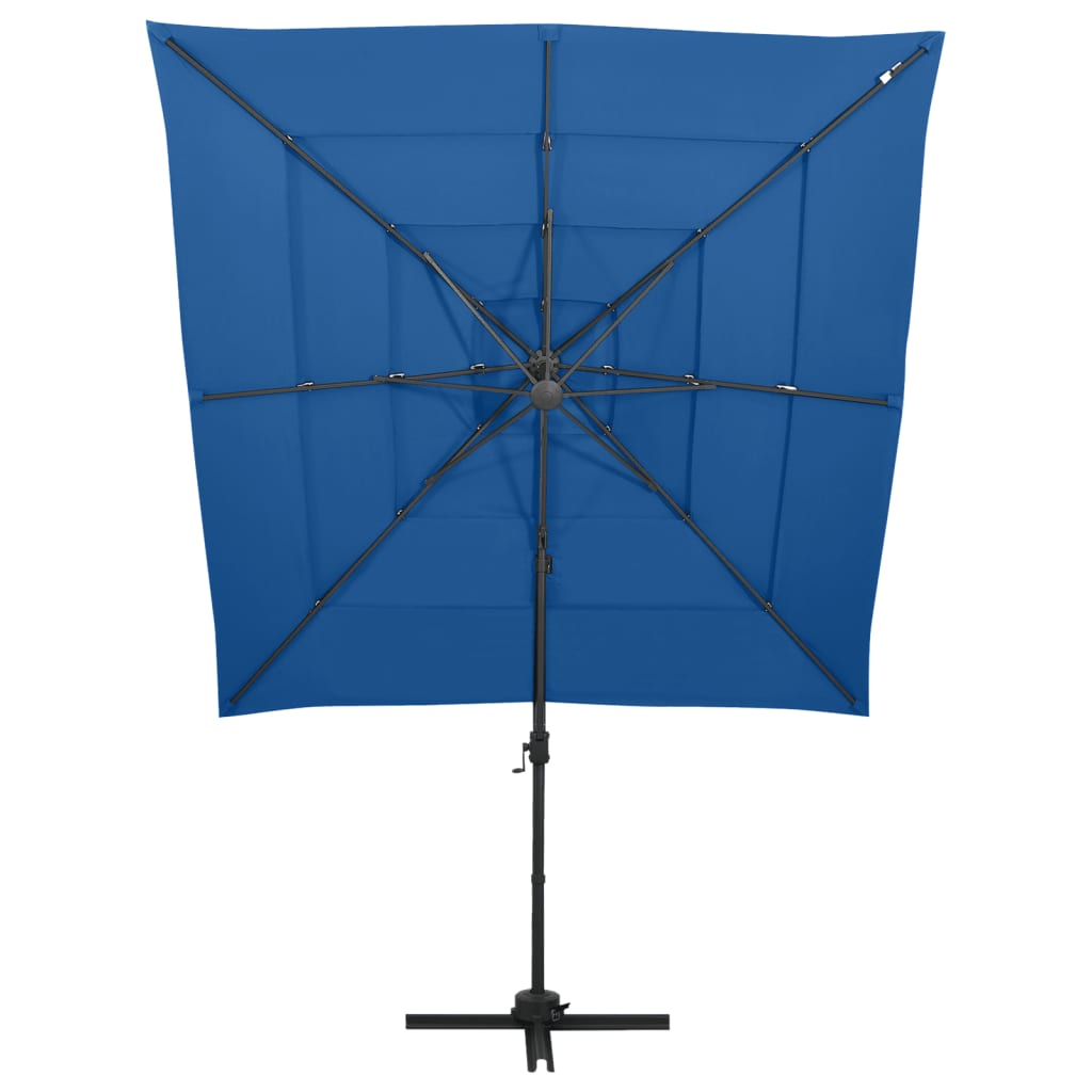 vidaXL 4-stupňový slnečník s hliníkovou tyčou azúrovo-modrý 250x250 cm
