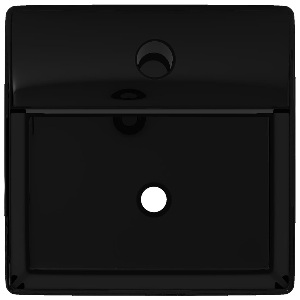 Keramické umývadlo s otvorom na batériu, čierne, štvorcové
