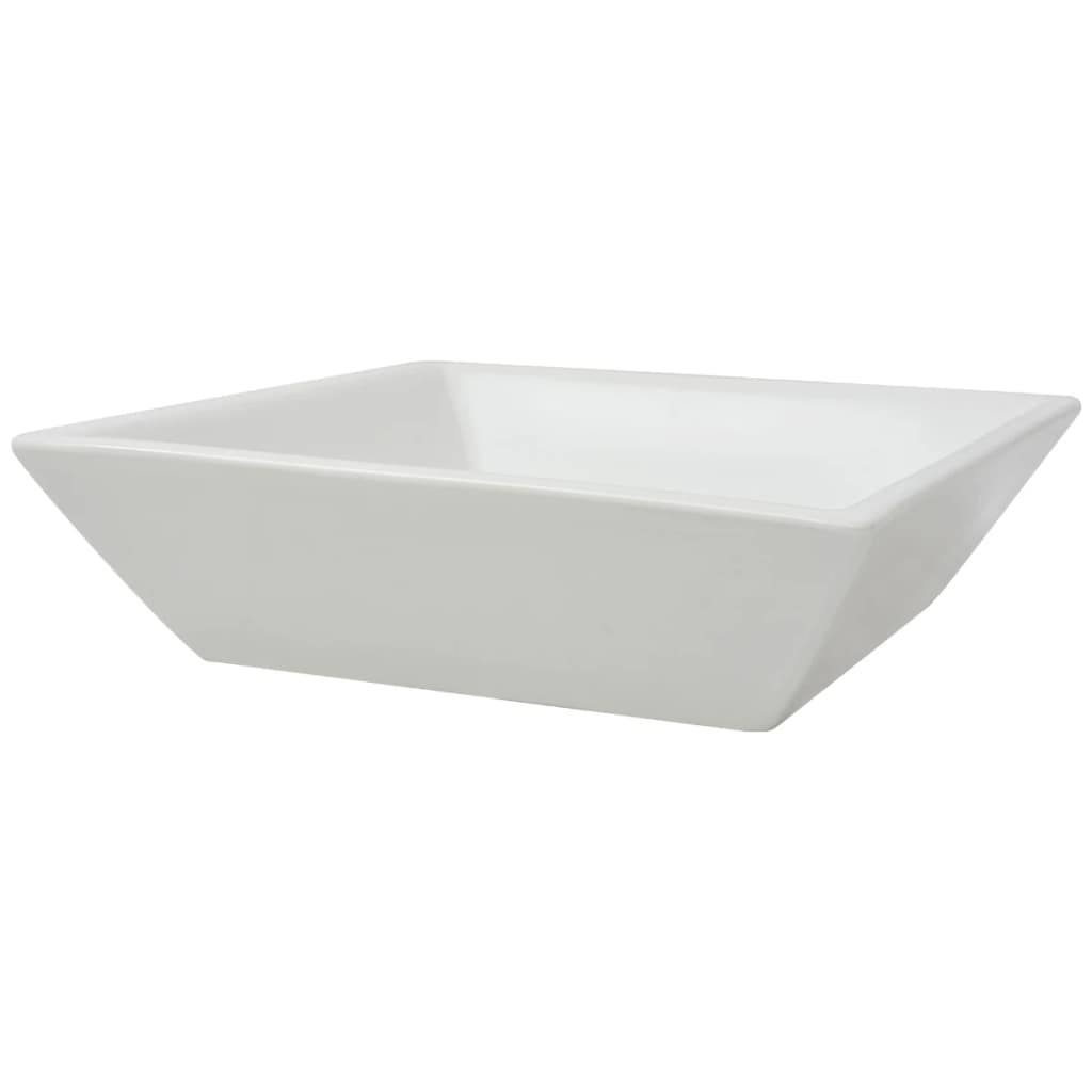 vidaXL Štvorcové keramické umývadlo, biele, 41.5x41.5x12 cm