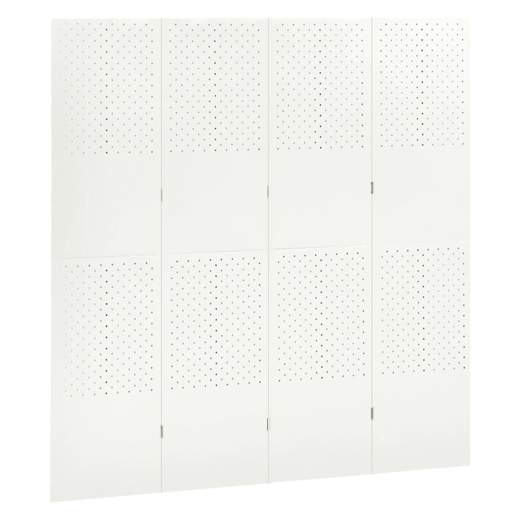 vidaXL Paraván so 4 panelmi, biela 160x180 cm oceľ