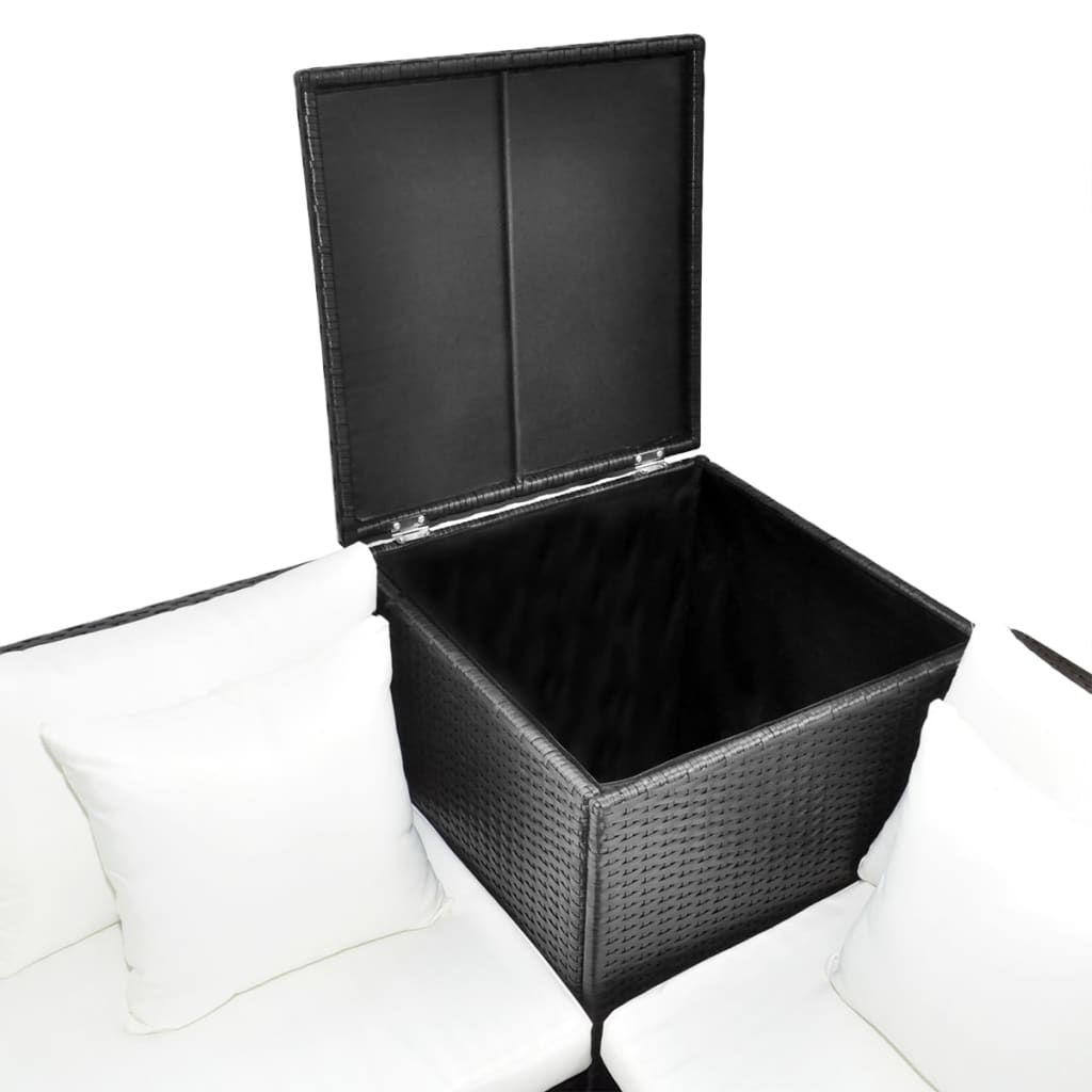 vidaXL 4-dielna záhradná sedacia súprava s vankúšmi polyratanová čierna