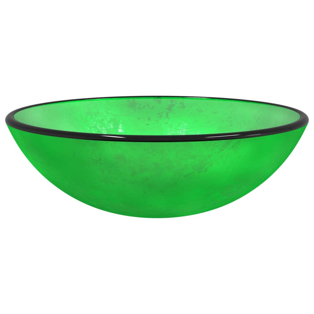 vidaXL Umývadlo z tvrdeného skla 42x14 cm zelené