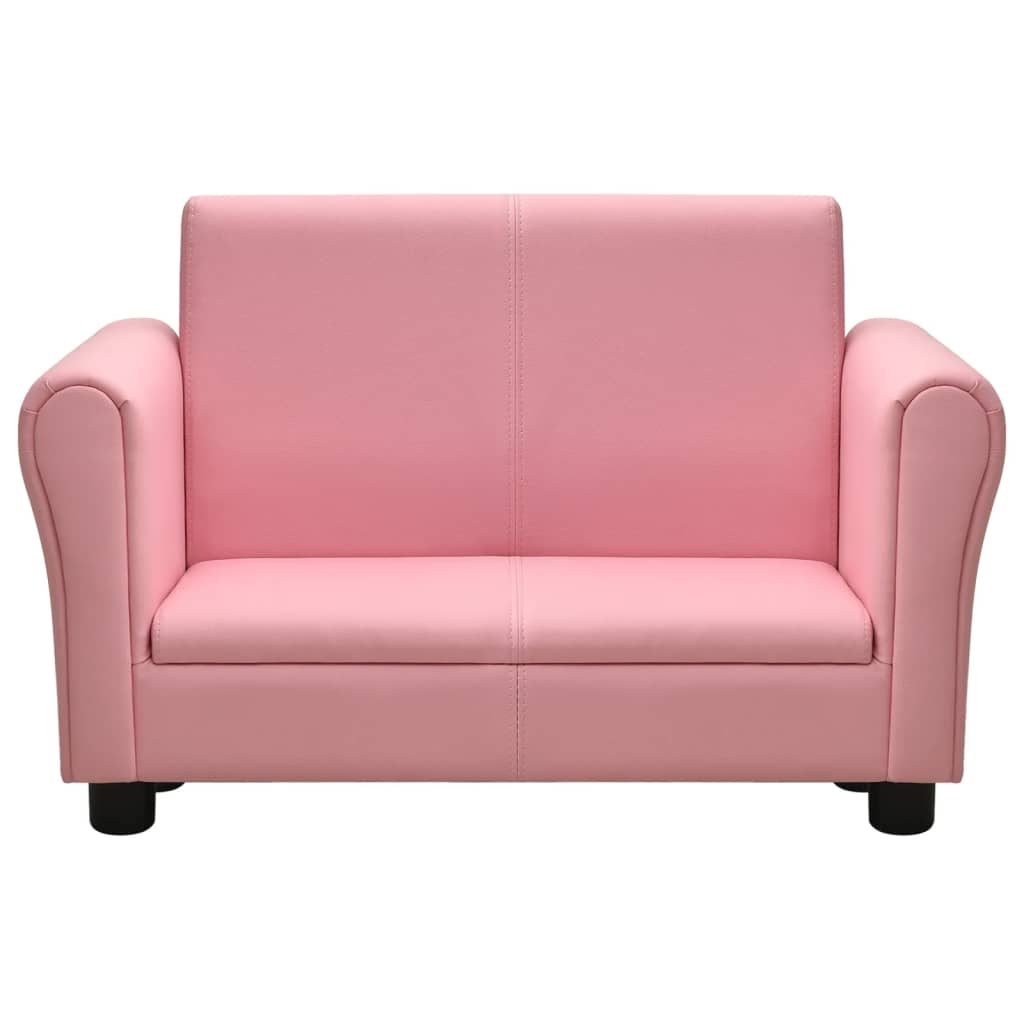 vidaXL Detská sedačka s podnožkou ružová umelá koža
