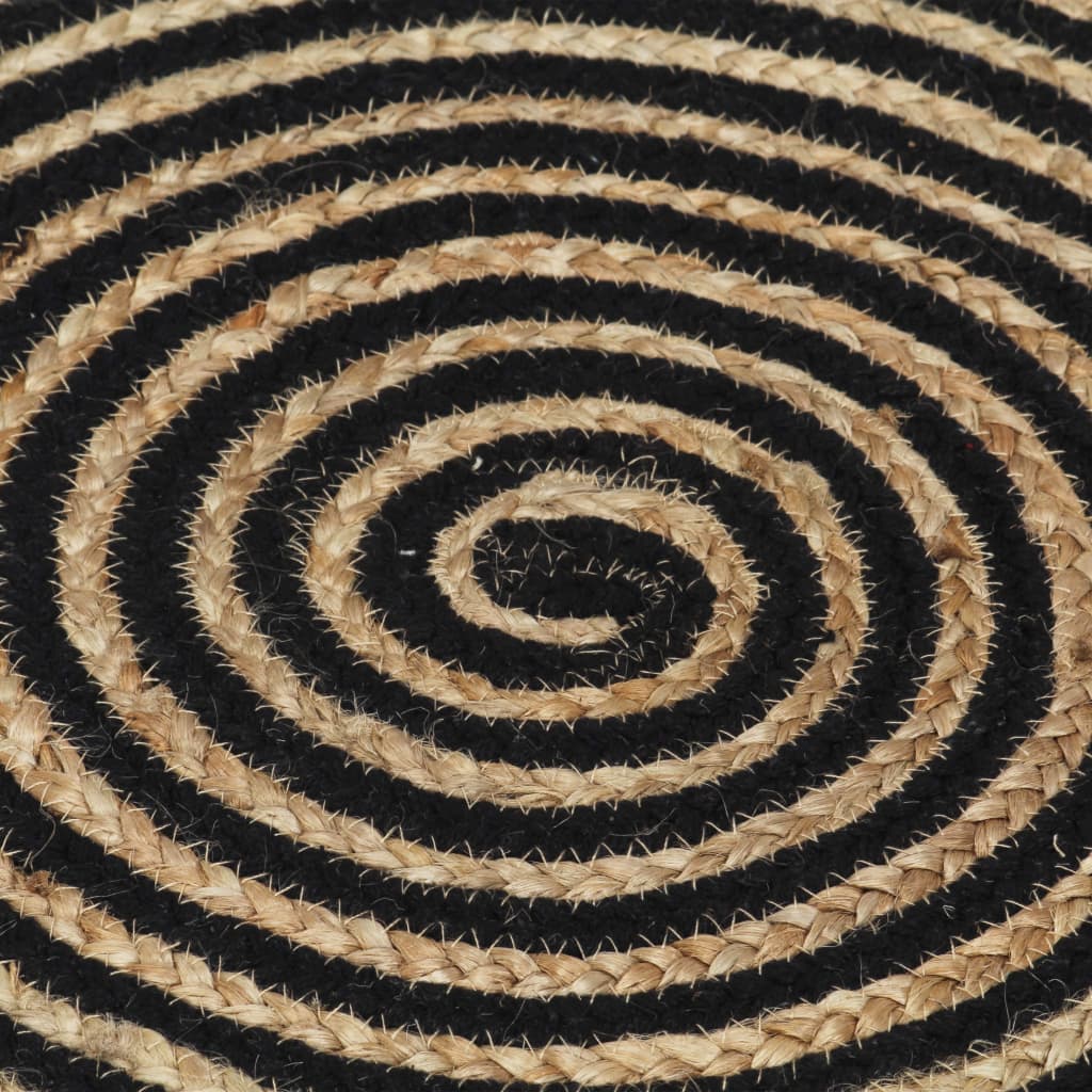 vidaXL Ručne vyrobený jutový koberec, špirálový dizajn, čierny 90 cm
