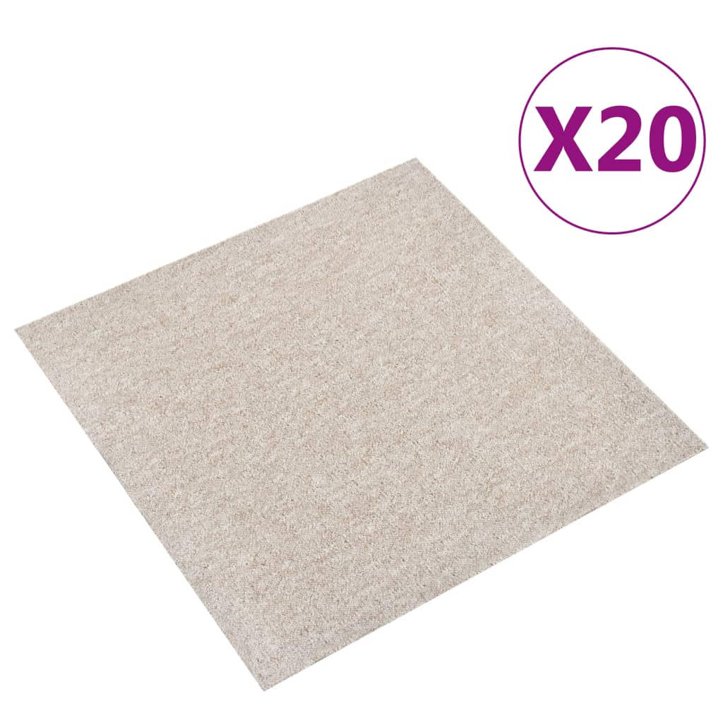vidaXL Kobercové podlahové dlaždice 20 ks 5 m² 50x50 cm bledobéžové