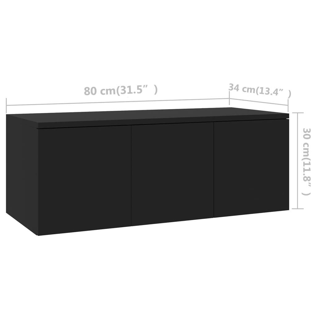 vidaXL TV skrinka, čierna 80x34x30 cm, drevotrieska