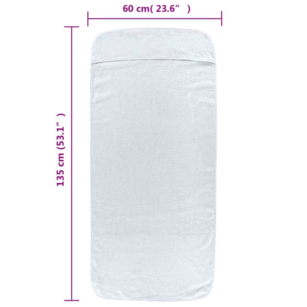 vidaXL Plážové uteráky 2 ks biele 60x135 cm látka 400 GSM