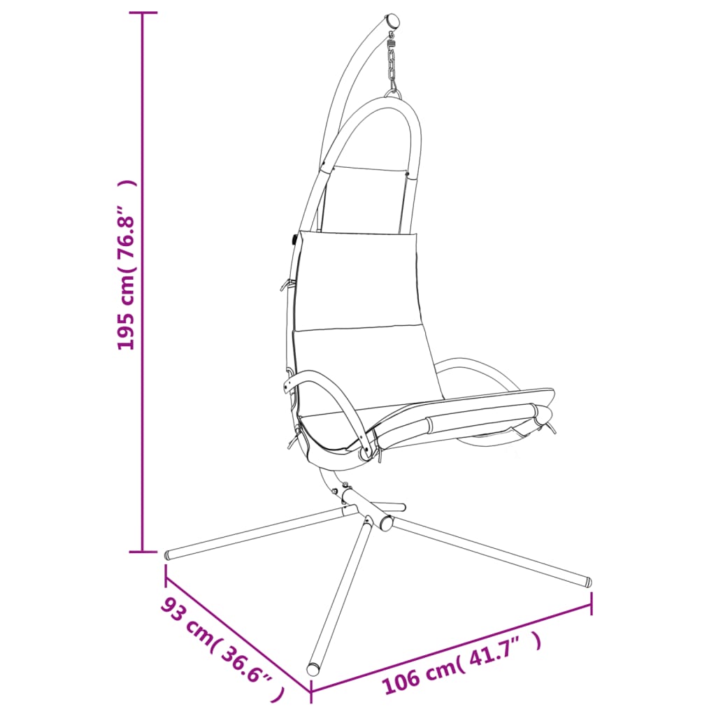 vidaXL Záhradná hojdacia stolička s poduškou krémová oxf. látka a oceľ