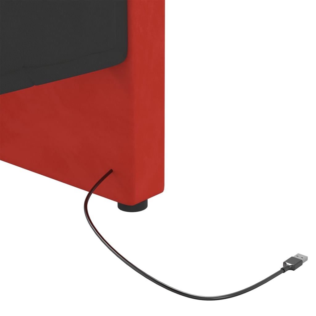vidaXL Pohovka s USB vínovo-červená zamatová 90x200 cm