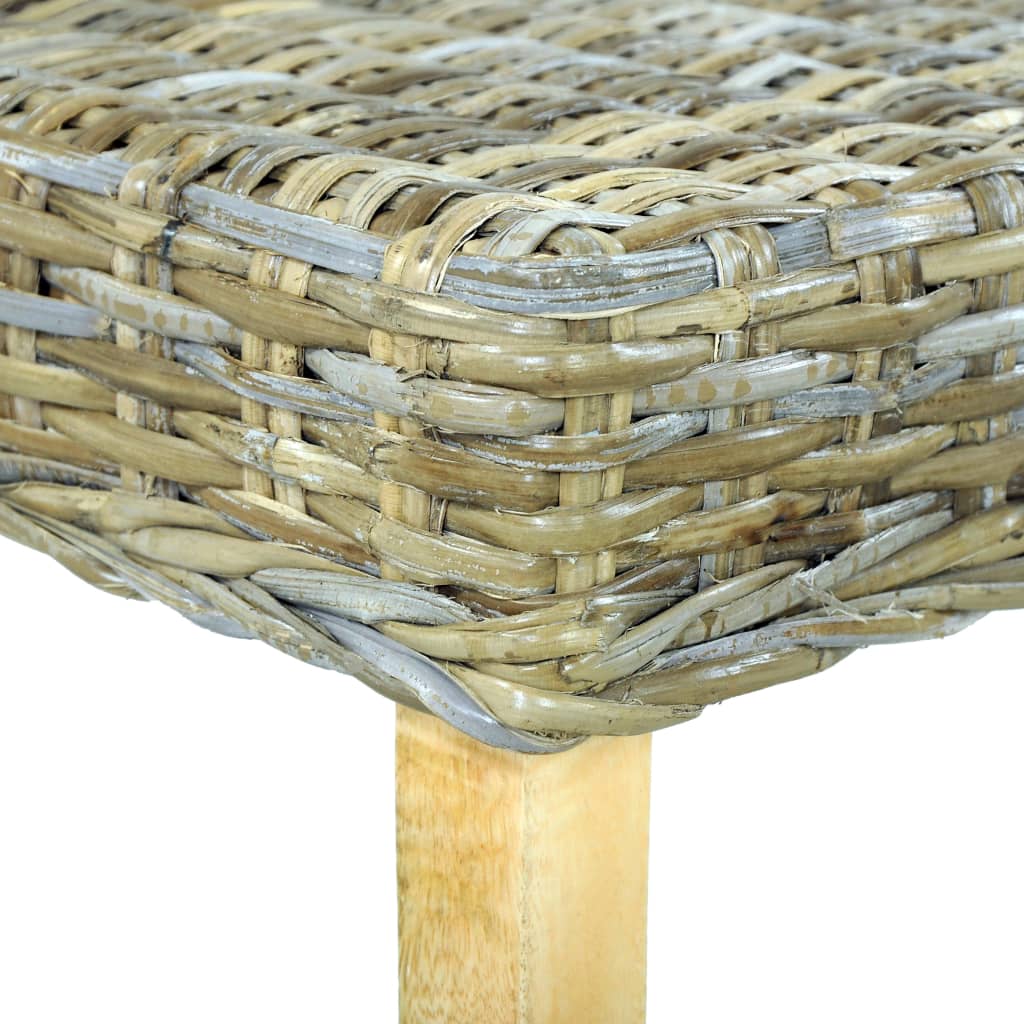 vidaXL Lavička 110 cm prírodný kubu ratan a masívne mangovníkové drevo