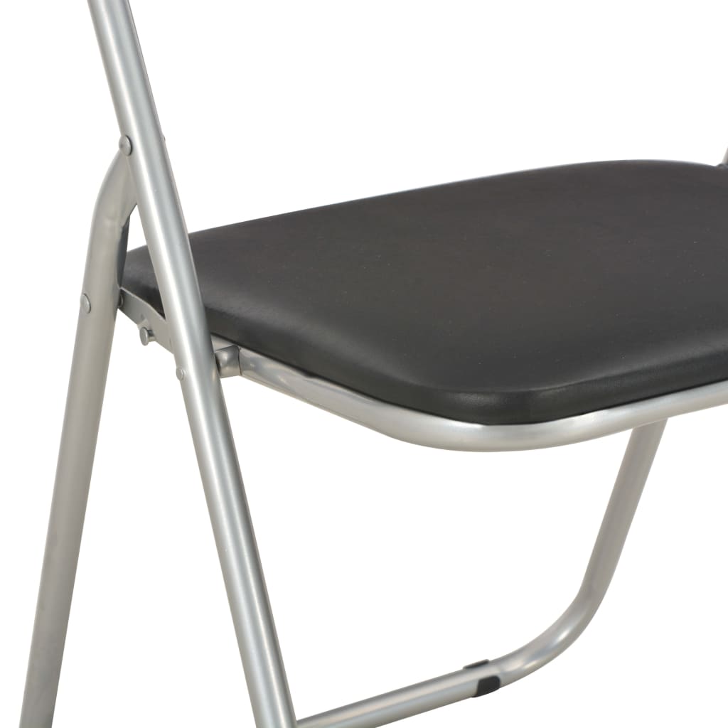 vidaXL Skladacie jedálenské stoličky 4 ks čierne umelá koža