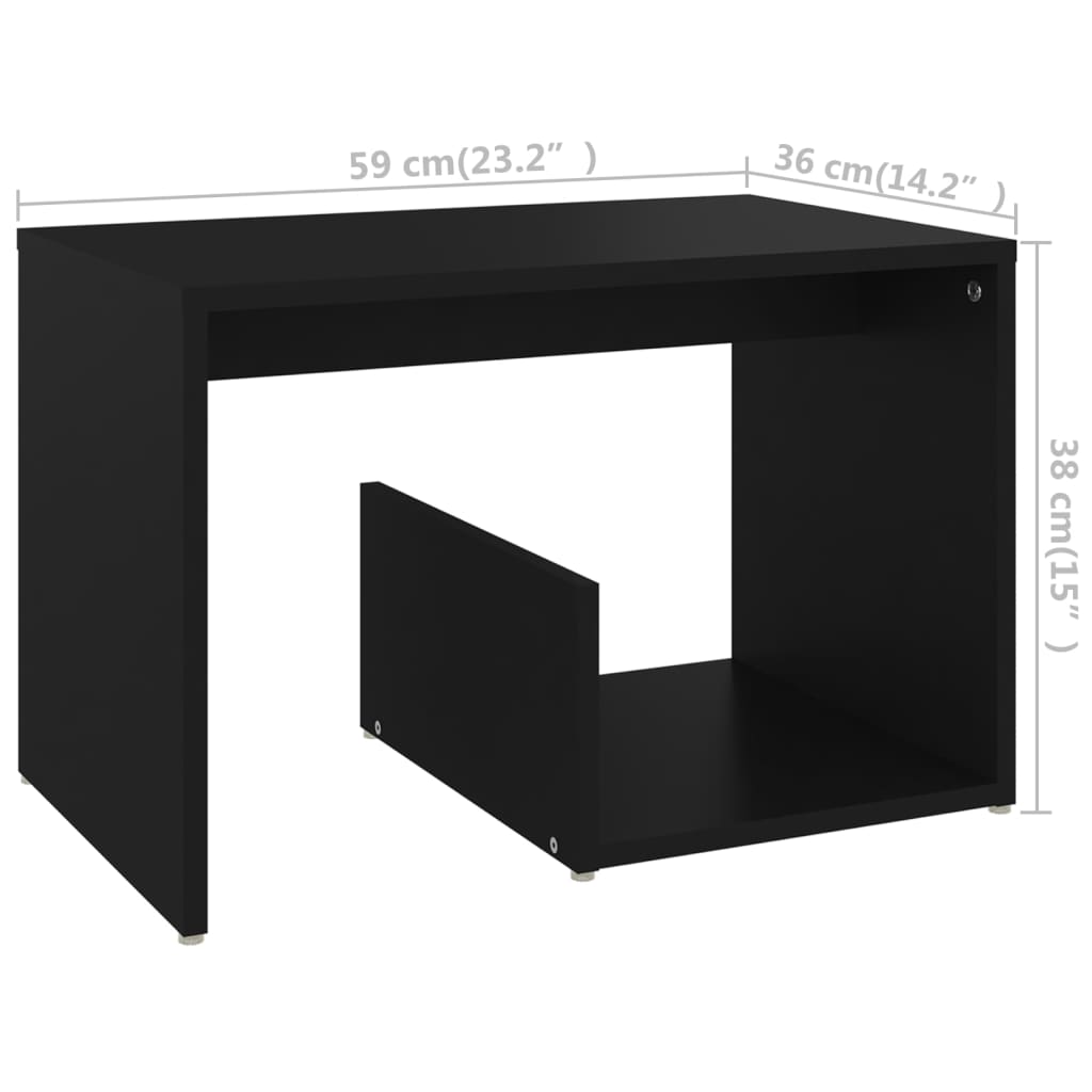 vidaXL Príručný stolík, čierny 59x36x38 cm, kompozitné drevo