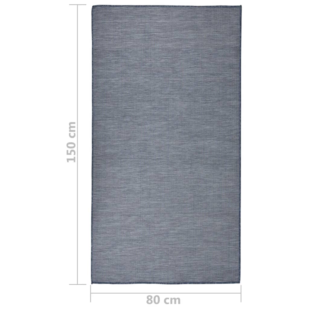 vidaXL Vonkajší koberec s plochým tkaním 80x150 cm modrý