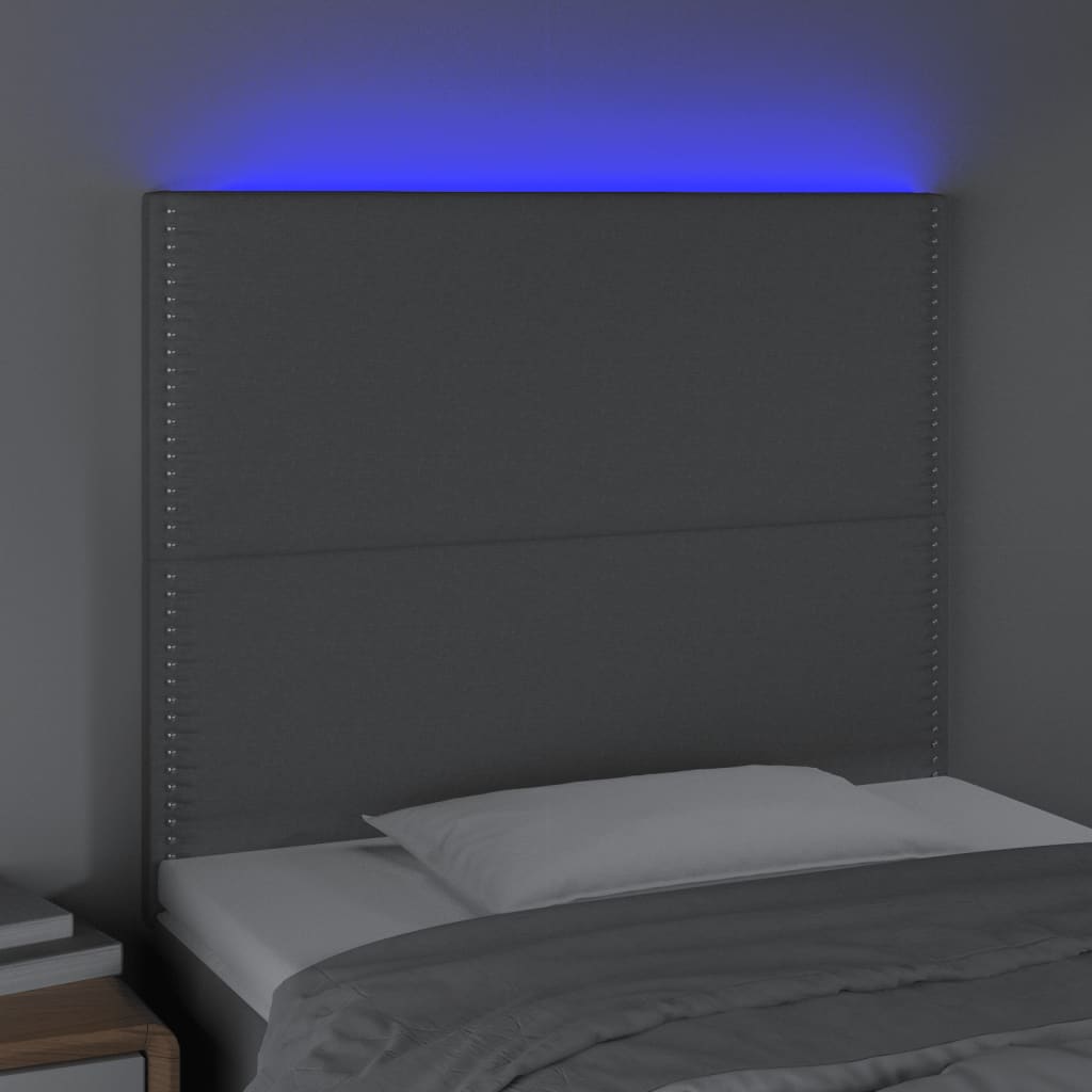 vidaXL Čelo postele s LED bledosivé 100x7x118/128 cm látka