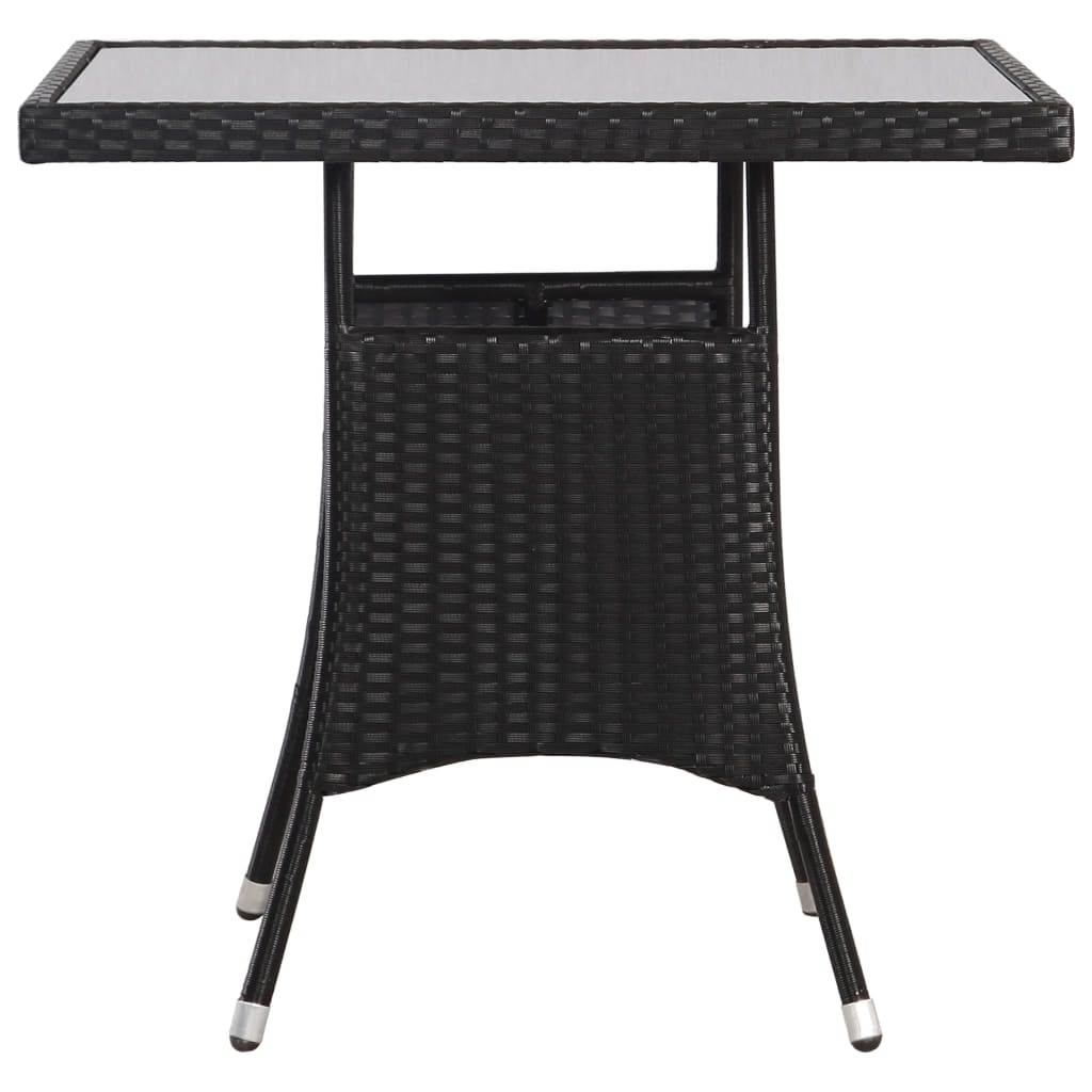 vidaXL Záhradný stôl čierny 80x80x74 cm polyratanový