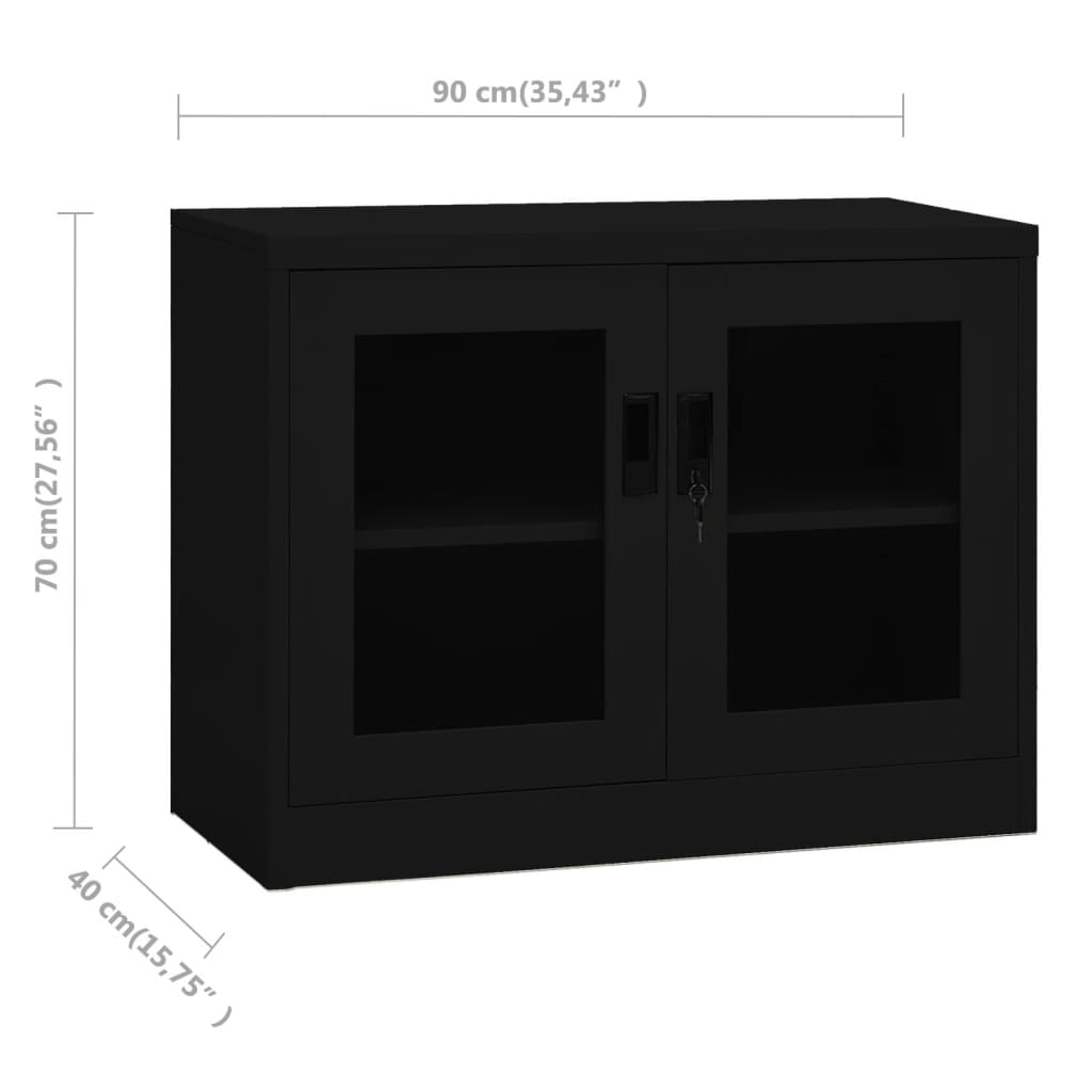 vidaXL Kancelárska skriňa čierna 90x40x70 cm oceľ