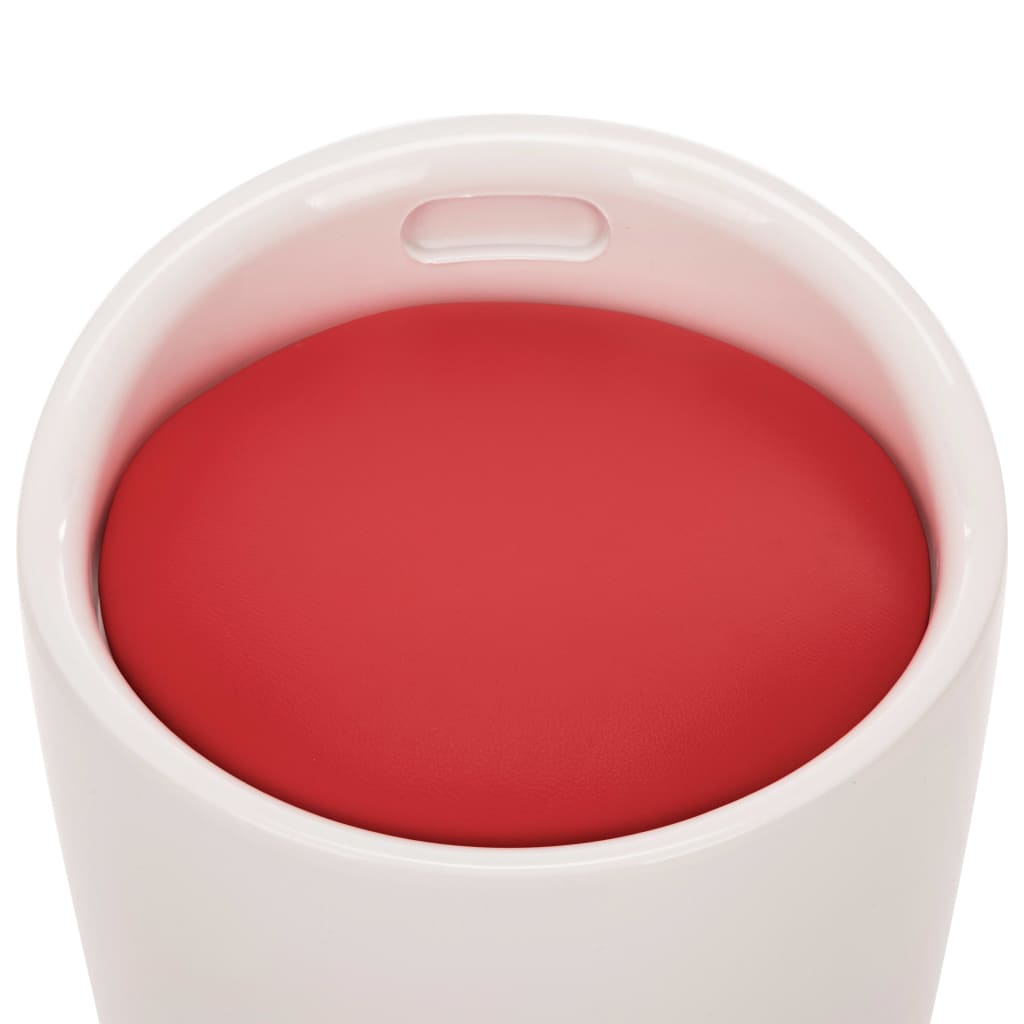 vidaXL Taburetka s úložným priestorom, bielo červená, umelá koža