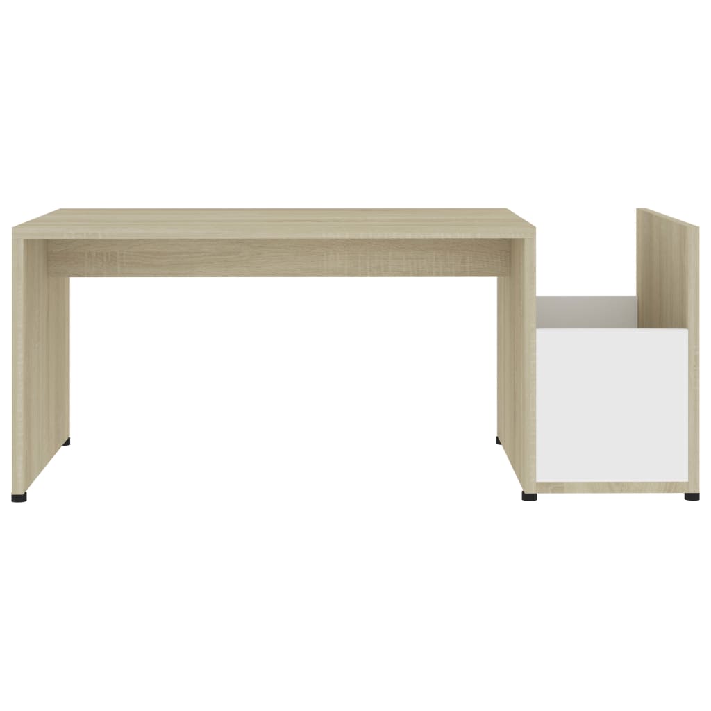 vidaXL Konferenčný stolík biely a dub sonoma 90x45x35 cm drevotrieska